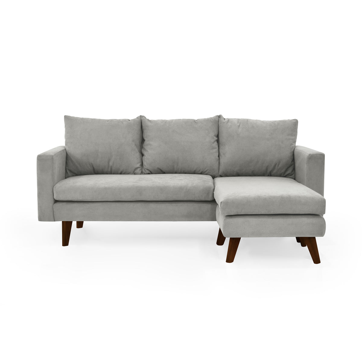 Sofá en L Barbados Plata Dorsey y Matiz Caramelo 190x85cm de Tres Puestos con Apoya Brazos