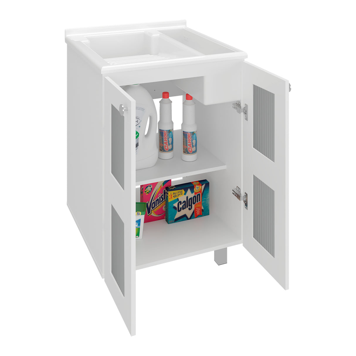 Lavadero Haysi Blanco 60x88cm de Sobreponer con Mueble para Lavadero y sin Grifería