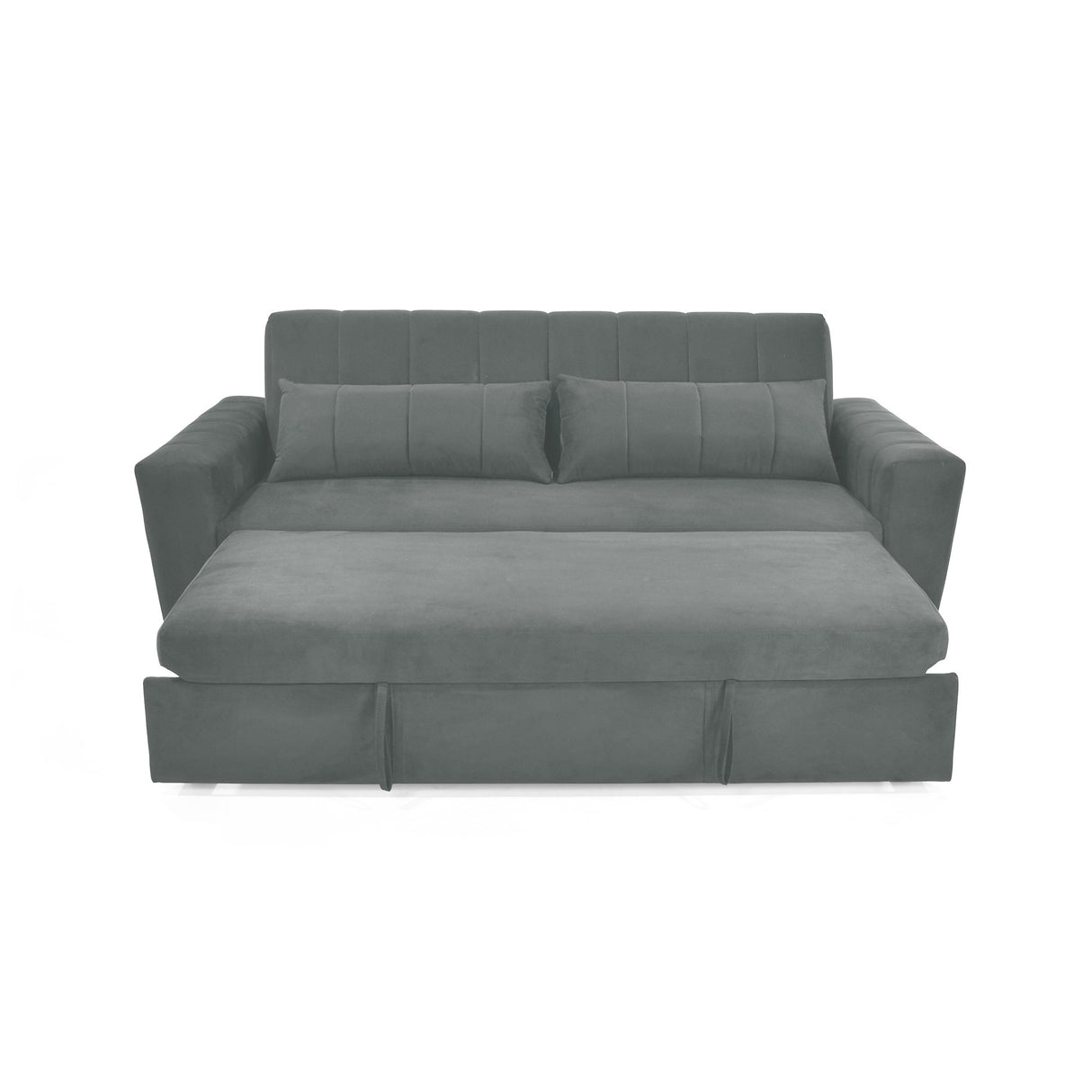 Sofá Cama Hannover Gris Denver y Matiz Caoba 210x85cm de Tres Puestos Reclinable sin Apoya Brazos