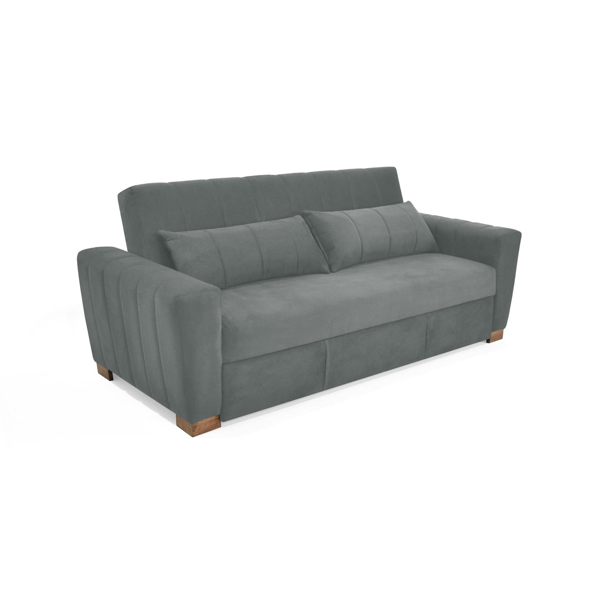 Sofá Cama Hannover Gris Denver y Matiz Caoba 210x85cm de Tres Puestos Reclinable sin Apoya Brazos