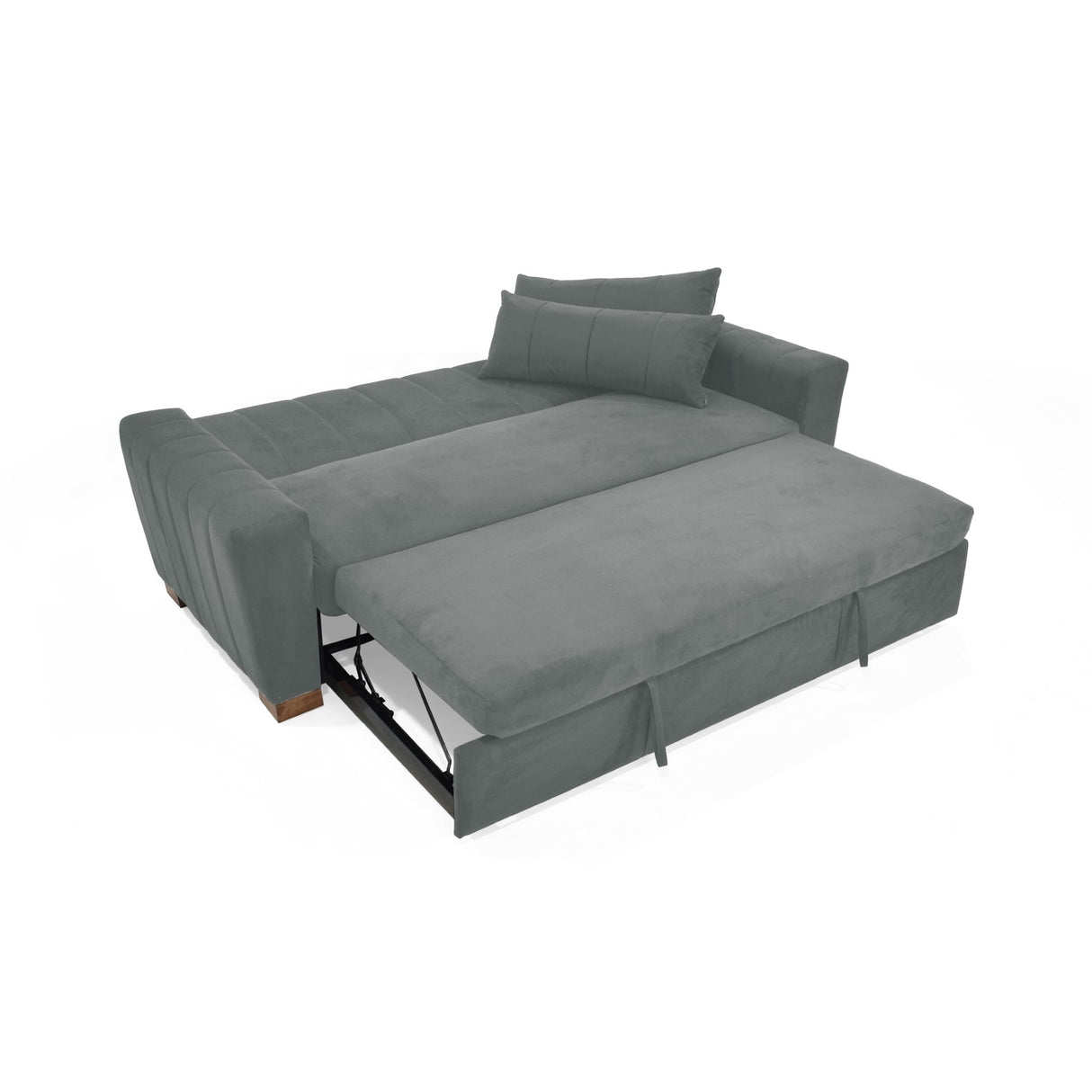 Sofá Cama Hannover Gris Denver y Matiz Caoba 210x85cm de Tres Puestos Reclinable sin Apoya Brazos
