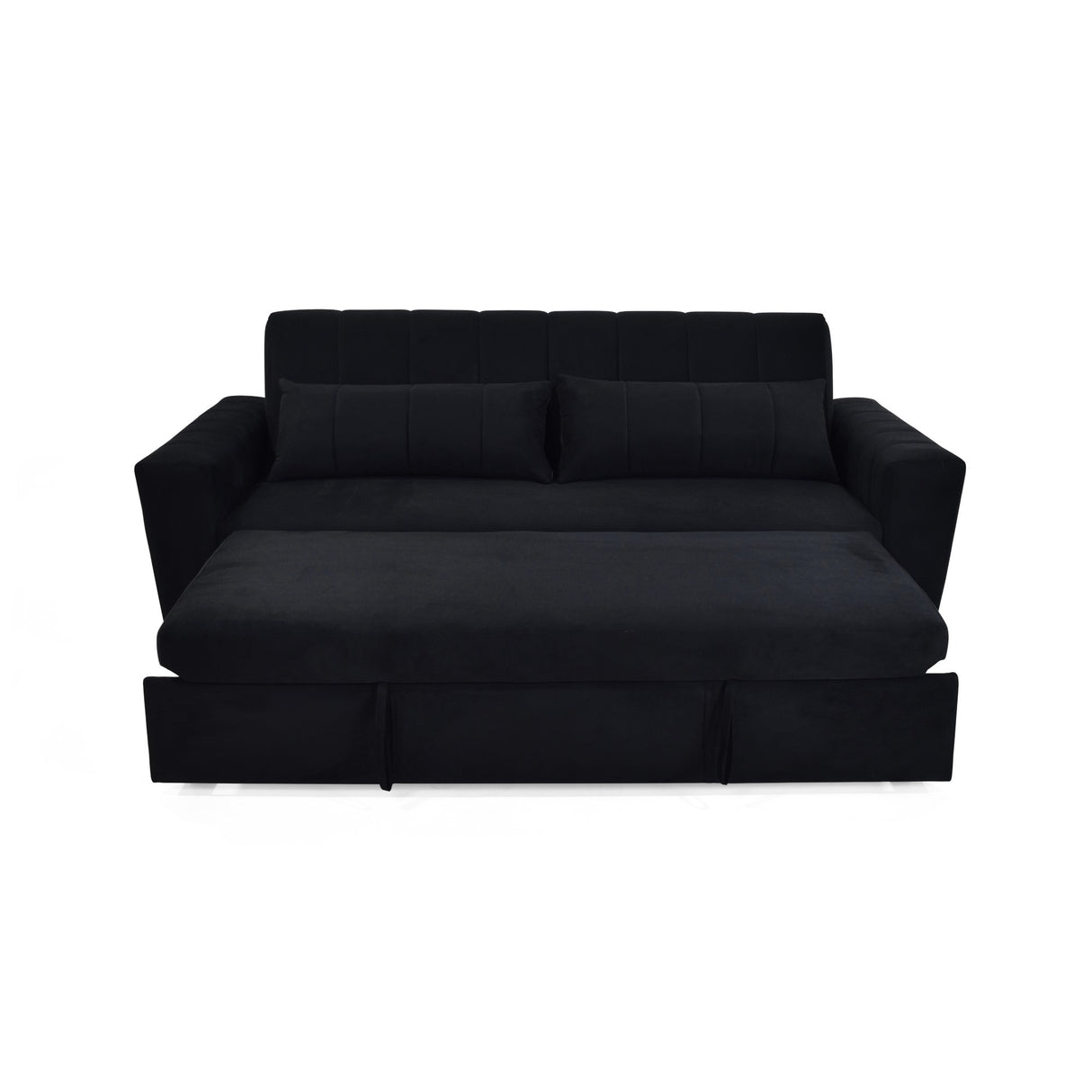 Sofá Cama Hannover Negro Denver y Matiz Caoba 210x85cm de Tres Puestos Reclinable sin Apoya Brazos