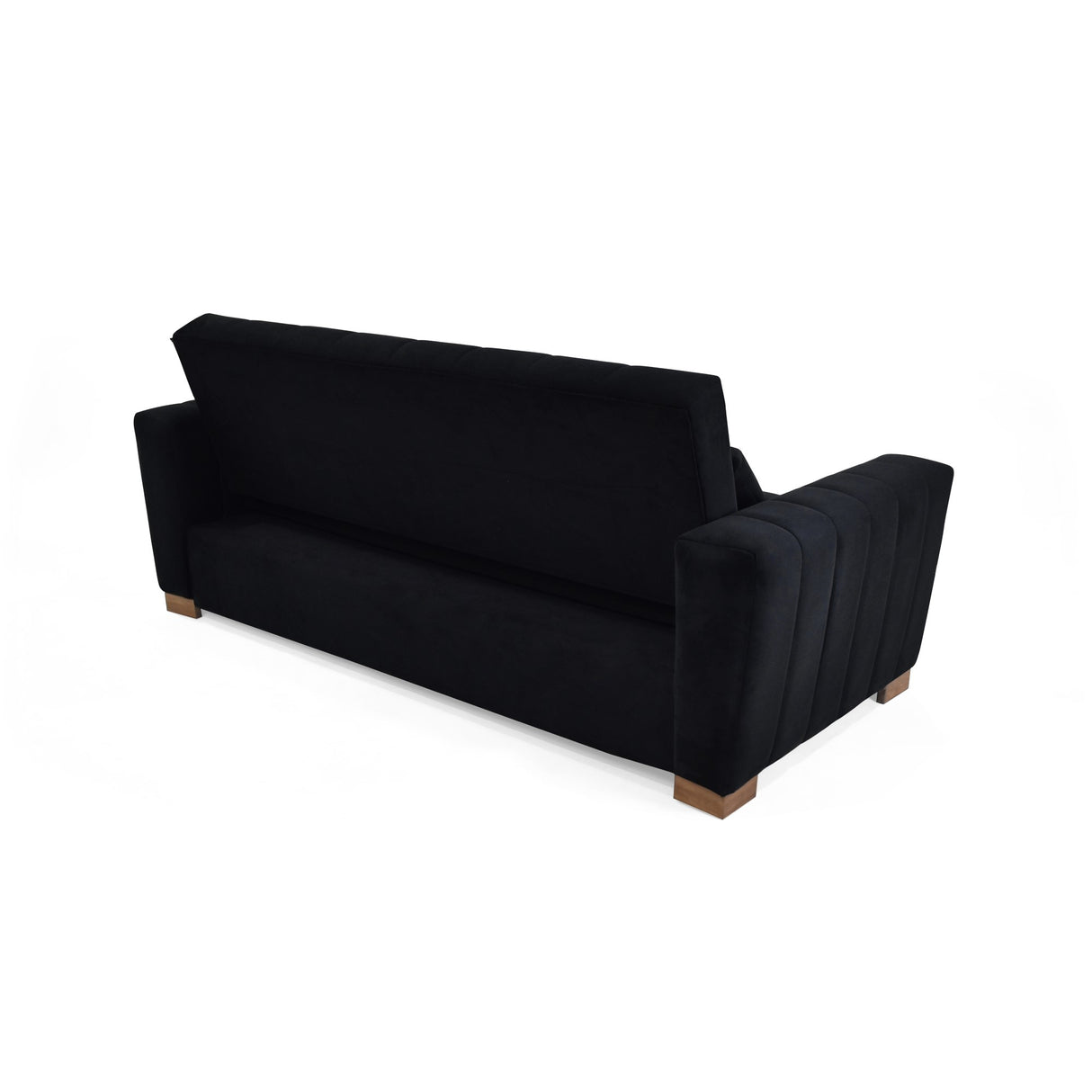 Sofá Cama Hannover Negro Denver y Matiz Caoba 210x85cm de Tres Puestos Reclinable sin Apoya Brazos