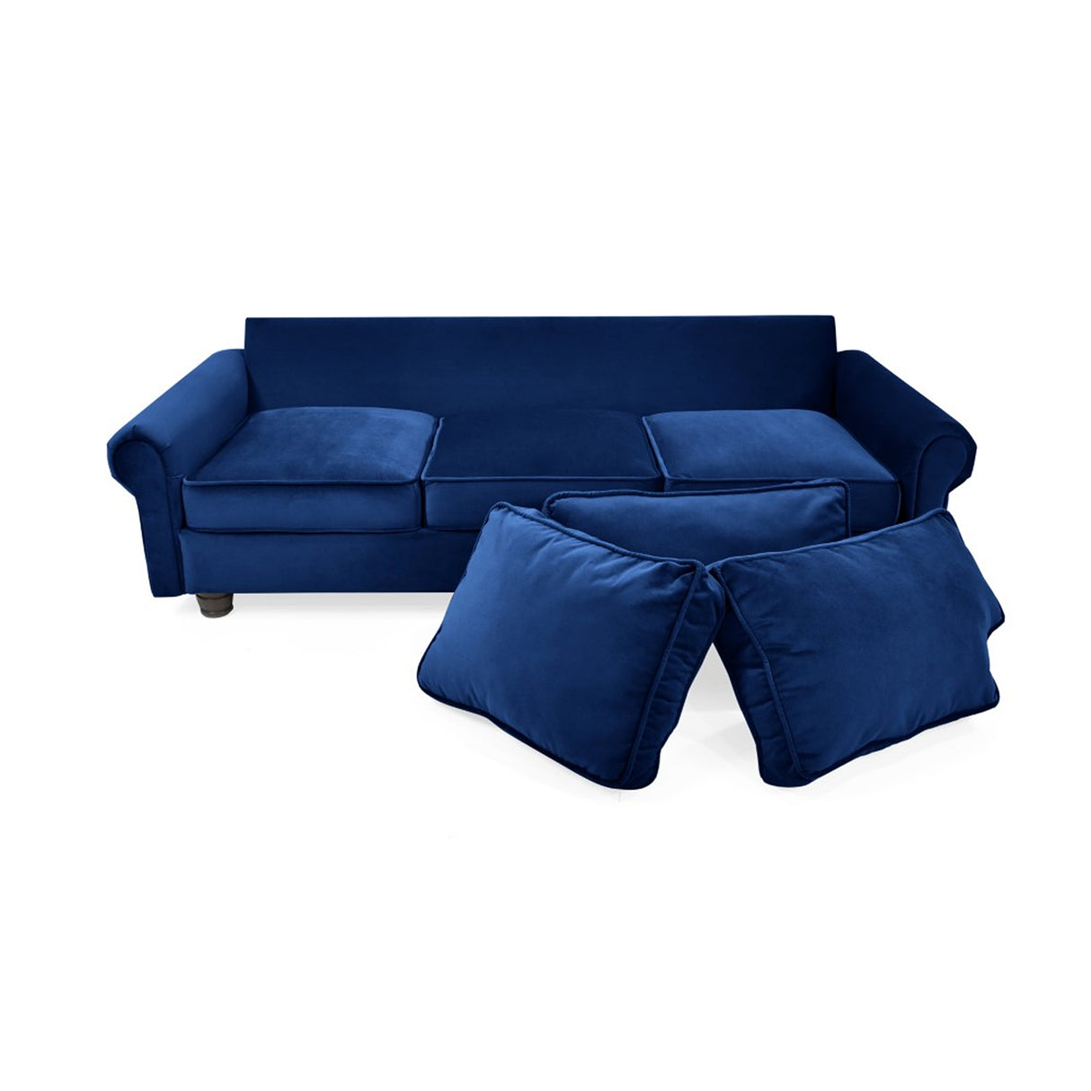 Sofá Lancaster Azul Denver y Matiz Natural 217x80cm de Tres Puestos sin Apoya Brazos