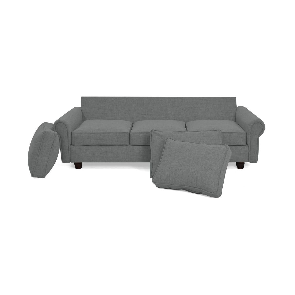 Sofá Lancaster Gris Dicosta y Matiz Natural 217x80cm de Tres Puestos sin Apoya Brazos