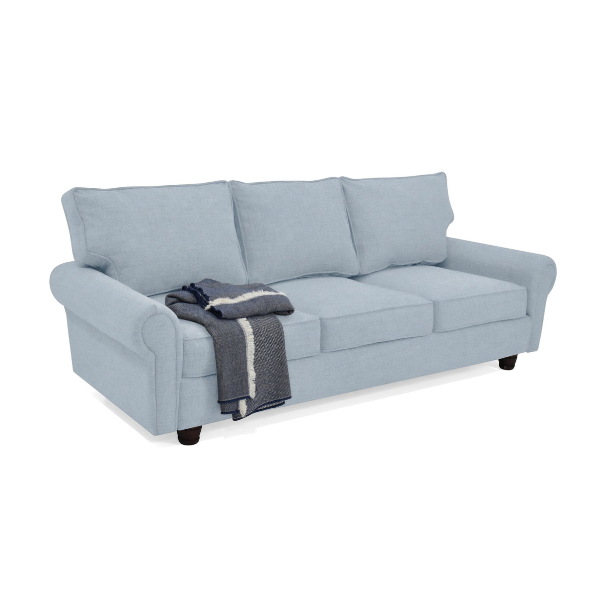 Sofá Lancaster Plata Eureka y Matiz Wengue 217x80cm de Tres Puestos sin Apoya Brazos