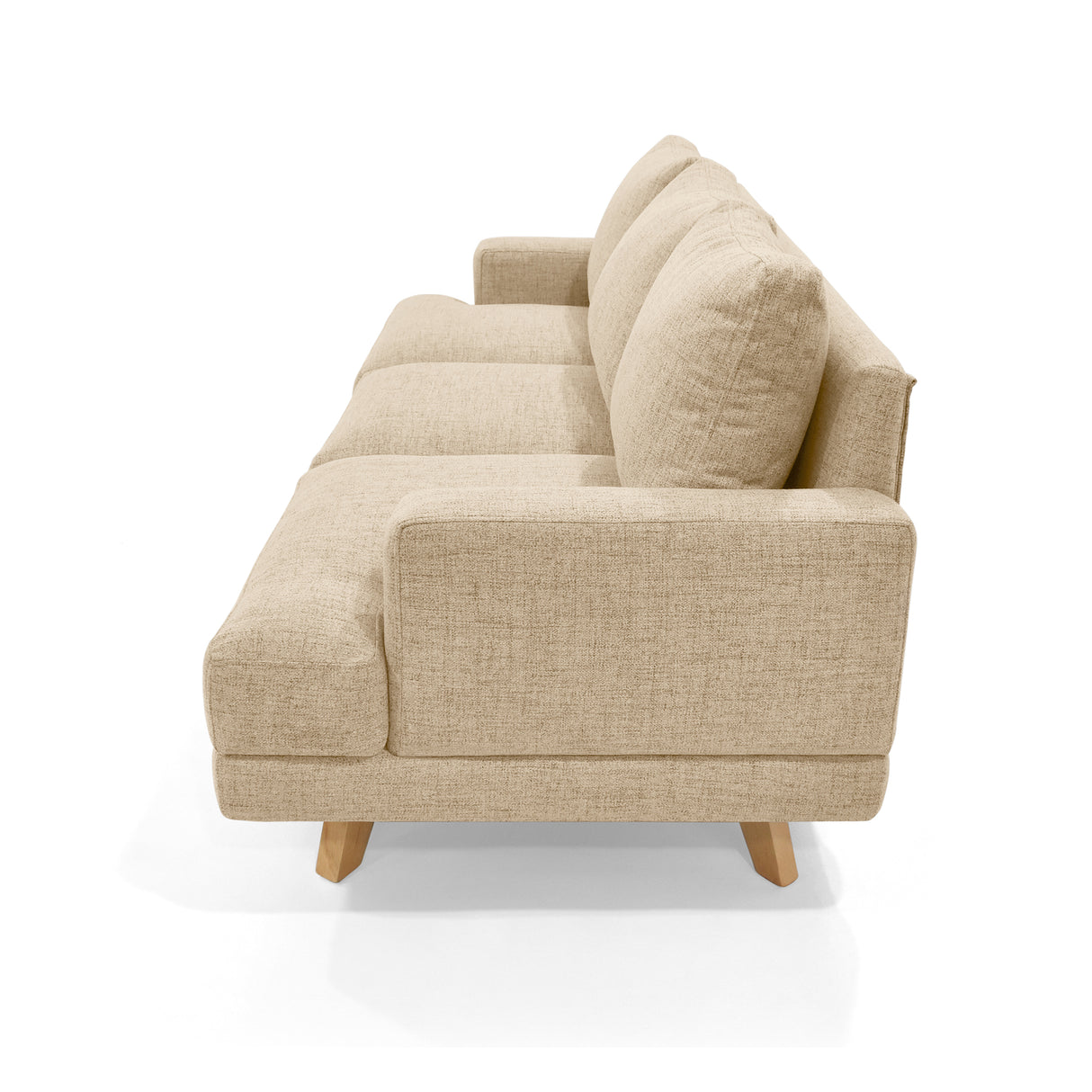 Sofá Lisboa Beige Dicosta y Matiz Natural 192x85cm de Tres Puestos con Apoya Brazos