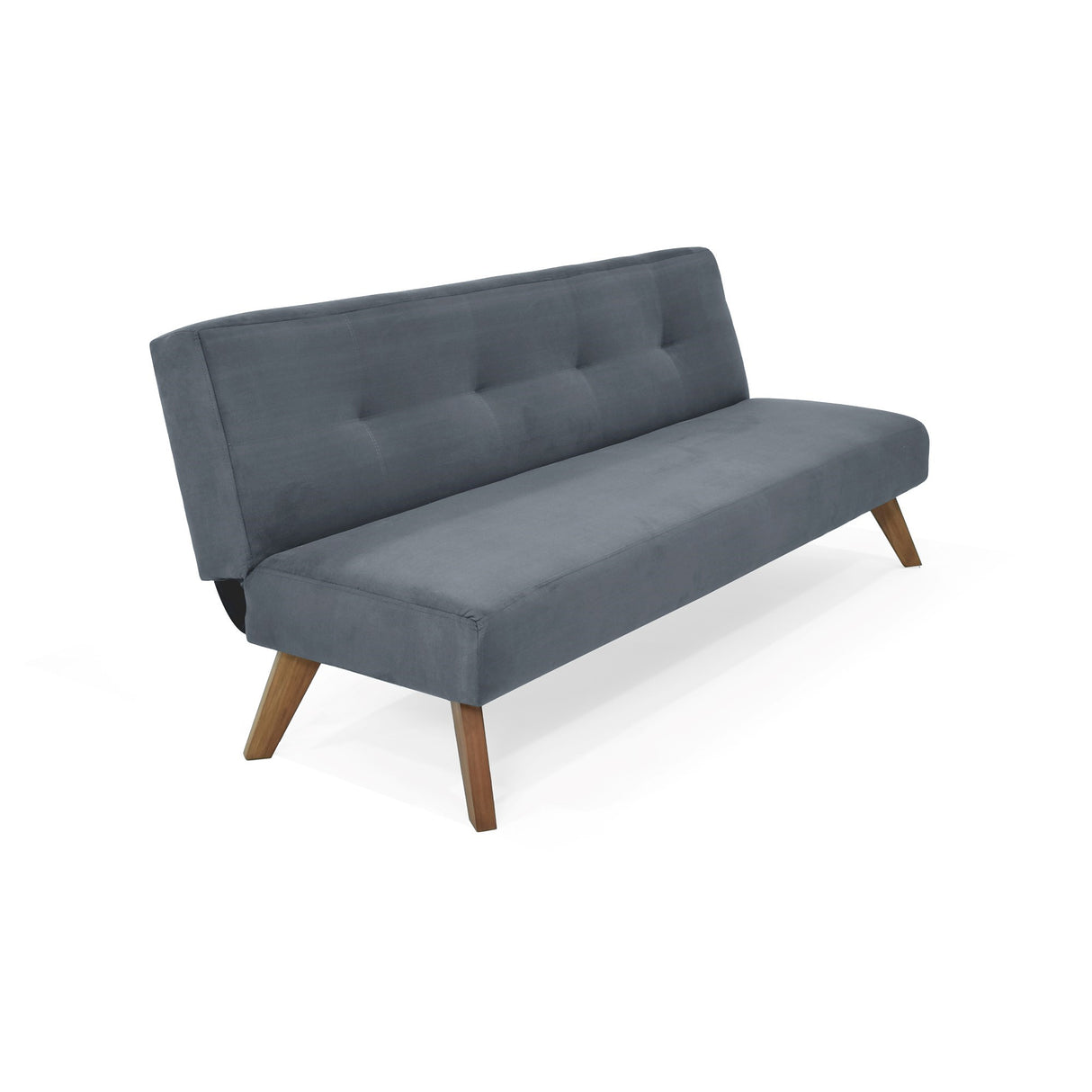 Sofá Cama London Gris Denver y Matiz Caoba 180x78cm de Dos Puestos Reclinable sin Apoya Brazos