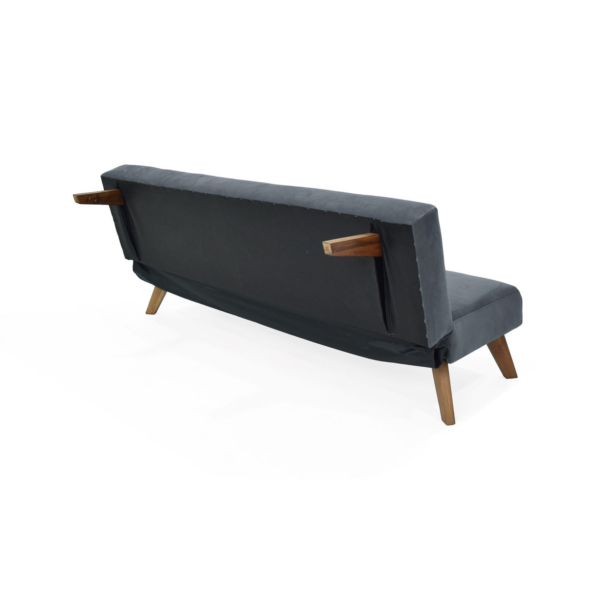 Sofá Cama London Gris Denver y Matiz Caoba 180x78cm de Dos Puestos Reclinable sin Apoya Brazos
