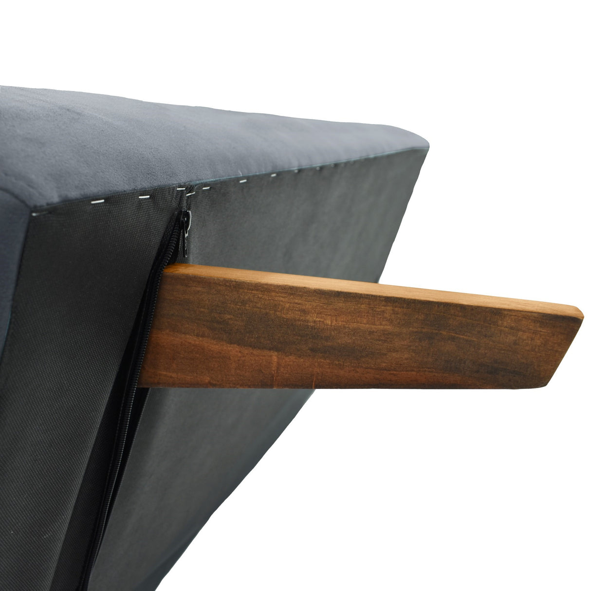 Sofá Cama London Gris Denver y Matiz Caoba 180x78cm de Dos Puestos Reclinable sin Apoya Brazos