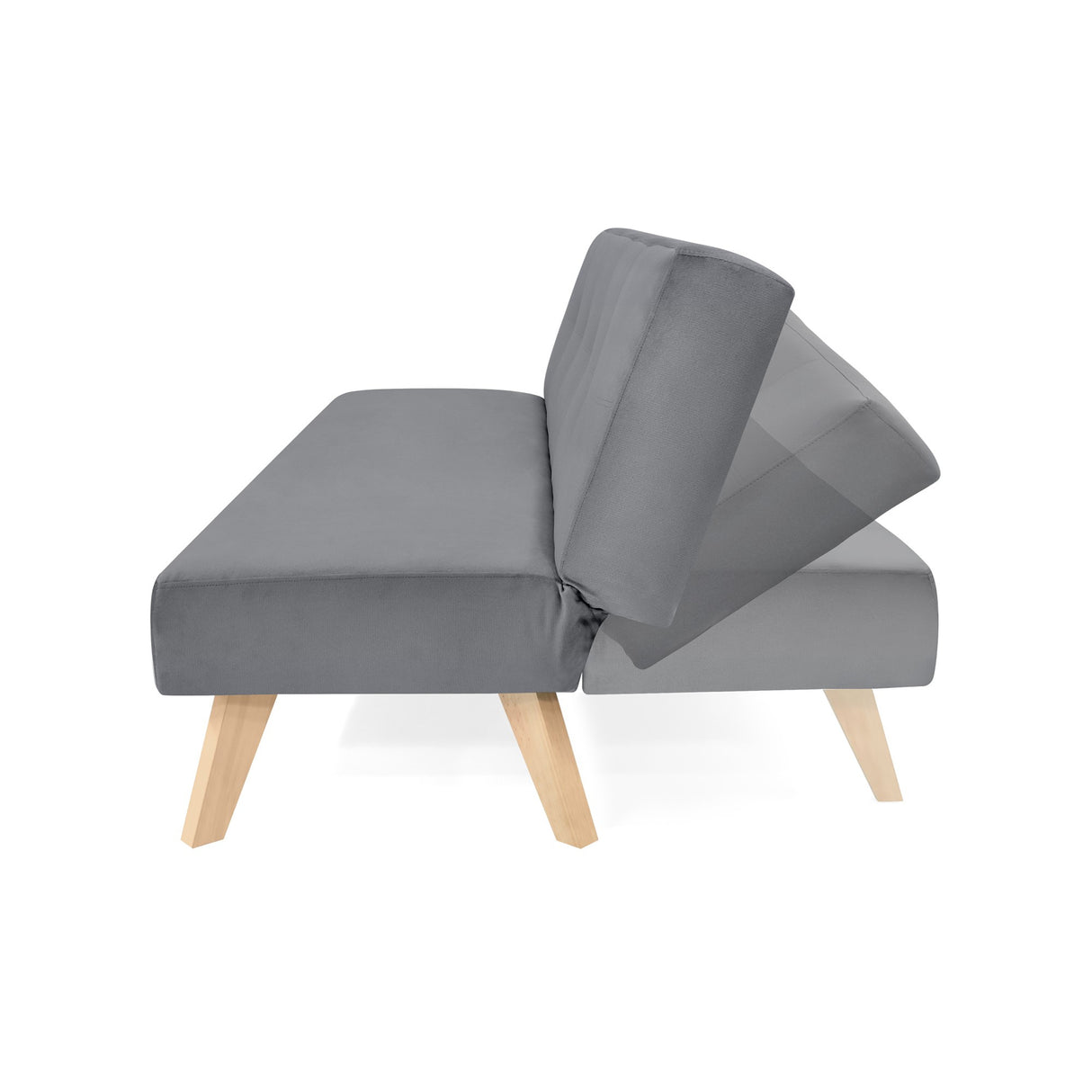 Sofá Cama London Gris Denver y Matiz Natural 180x78cm de Dos Puestos Reclinable sin Apoya Brazos