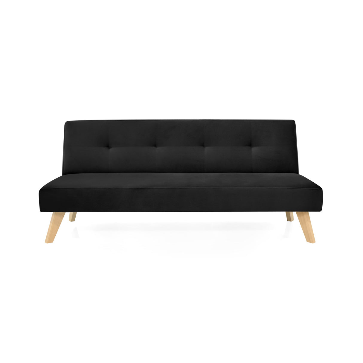Sofá Cama London Negro Denver y Matiz Natural 180x78cm de Dos Puestos Reclinable sin Apoya Brazos