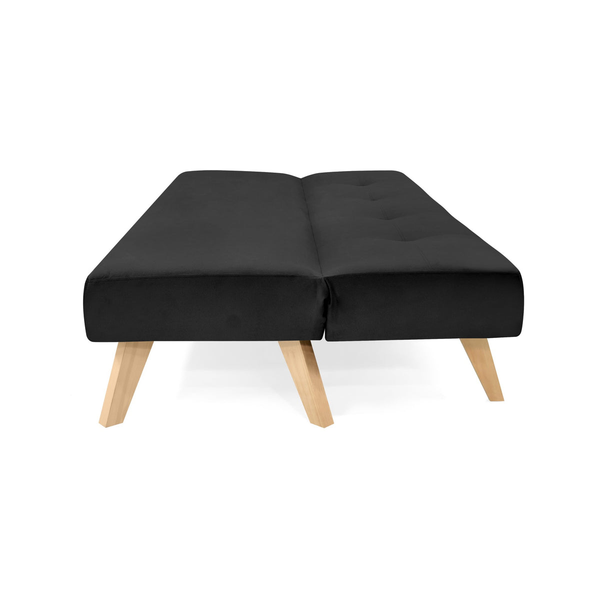 Sofá Cama London Negro Denver y Matiz Natural 180x78cm de Dos Puestos Reclinable sin Apoya Brazos