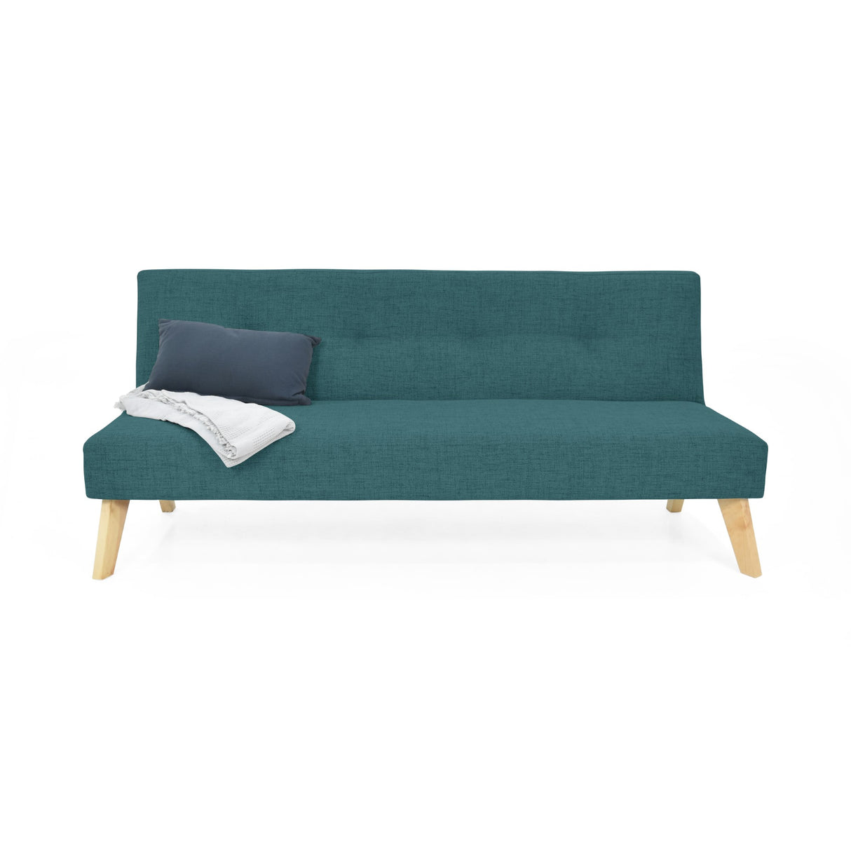 Sofá Cama London Petróleo Eureka y Matiz Natural 180x78cm de Dos Puestos Reclinable sin Apoya Brazos
