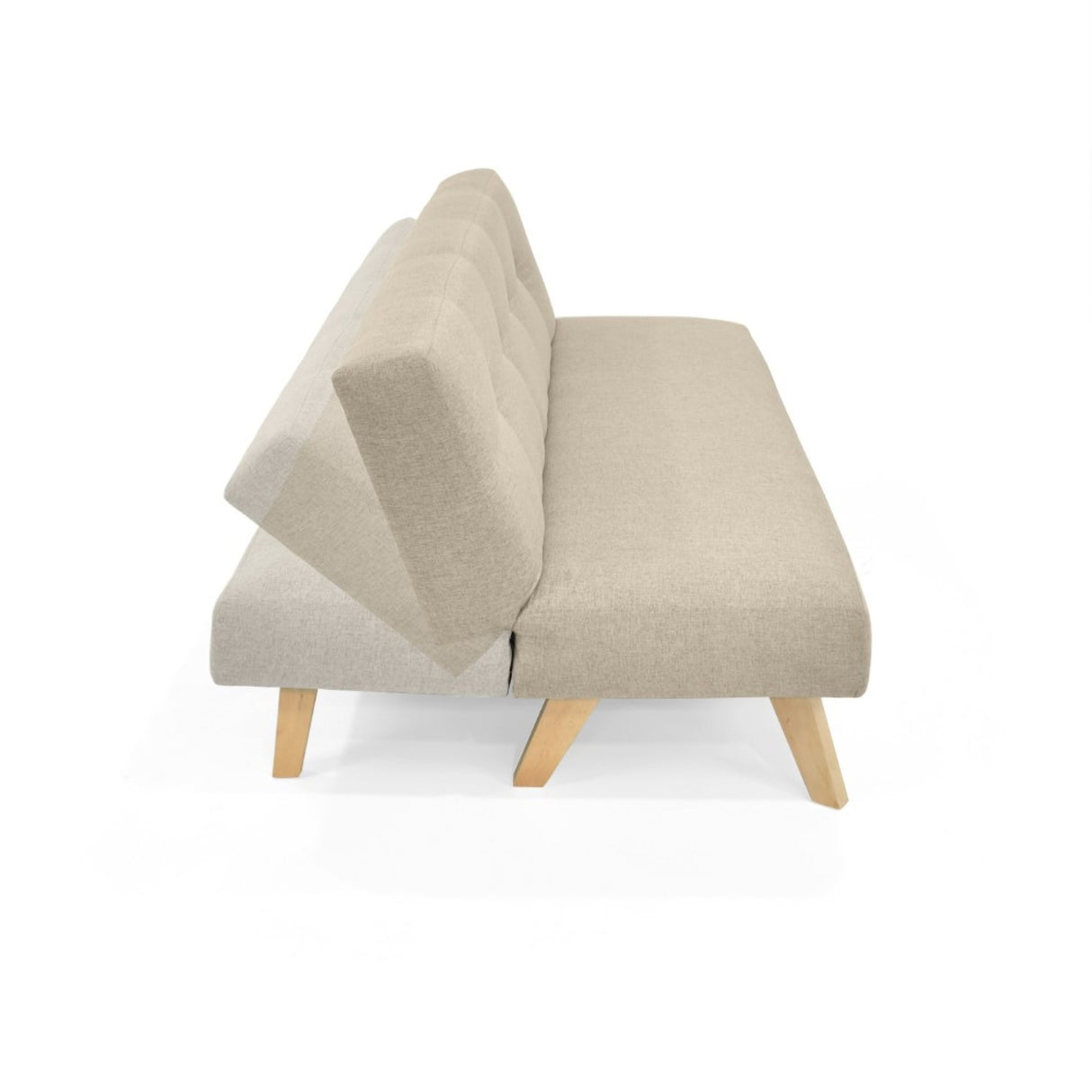 Sofá Cama London Beige Duster y Matiz Natural 180x78cm de Dos Puestos Reclinable sin Apoya Brazos