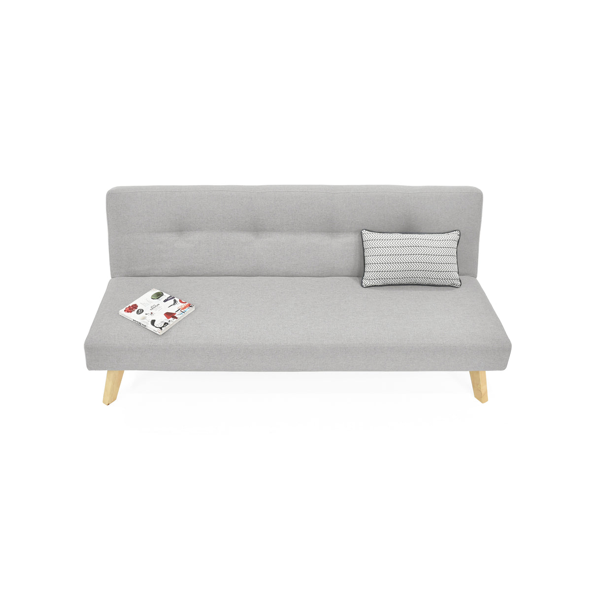 Sofá Cama London Plata Duster y Matiz Natural 180x78cm de Dos Puestos Reclinable sin Apoya Brazos