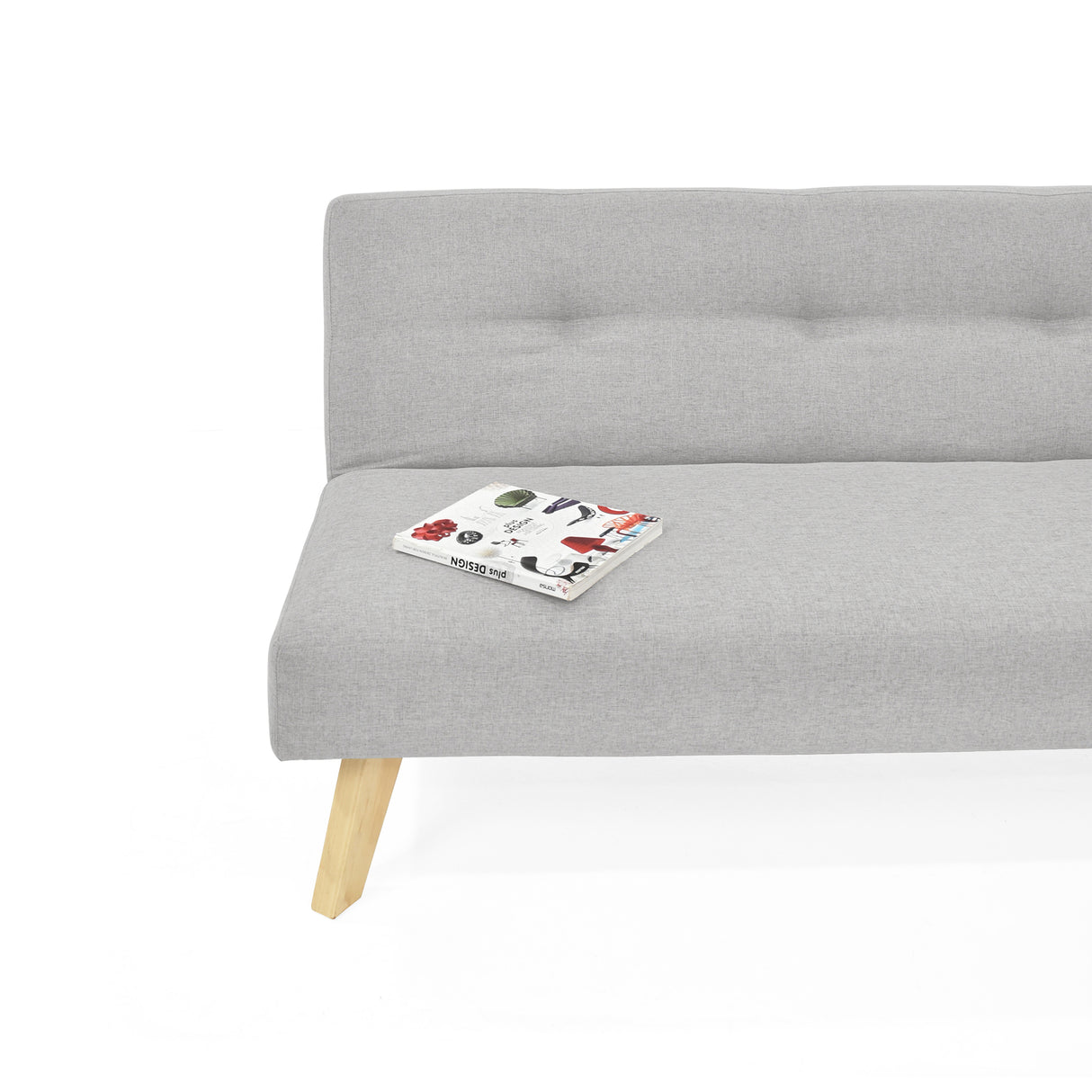 Sofá Cama London Plata Duster y Matiz Natural 180x78cm de Dos Puestos Reclinable sin Apoya Brazos