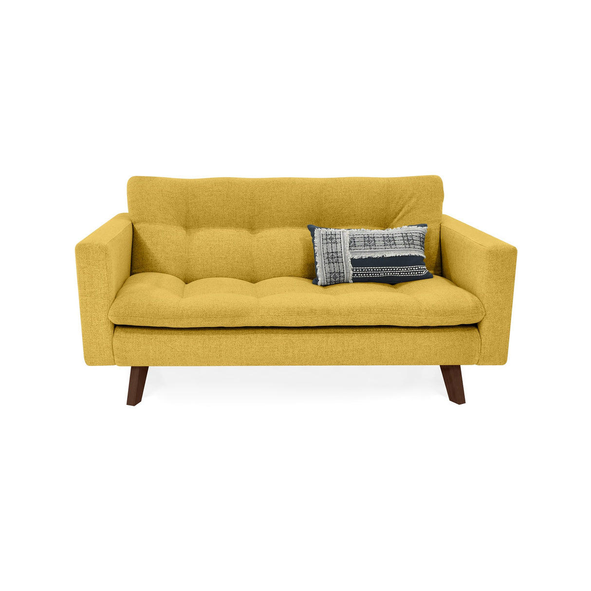 Sofá Manila Mostaza Dicosta y Matiz Wengue 153x80cm de Dos Puestos sin Apoya Brazos