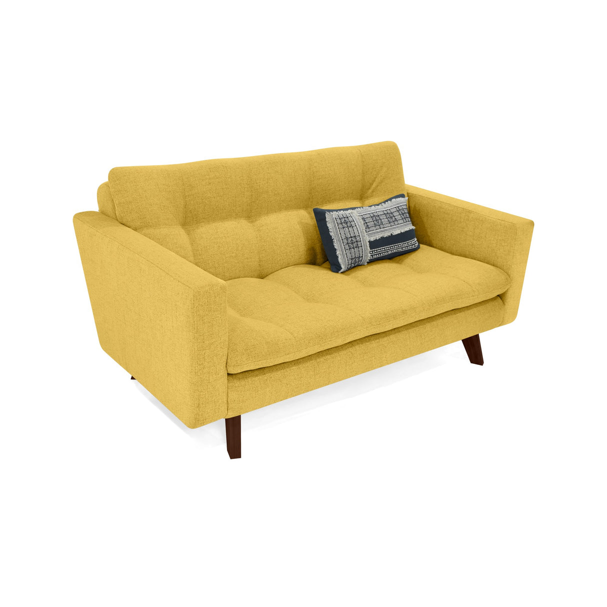 Sofá Manila Mostaza Dicosta y Matiz Wengue 153x80cm de Dos Puestos sin Apoya Brazos