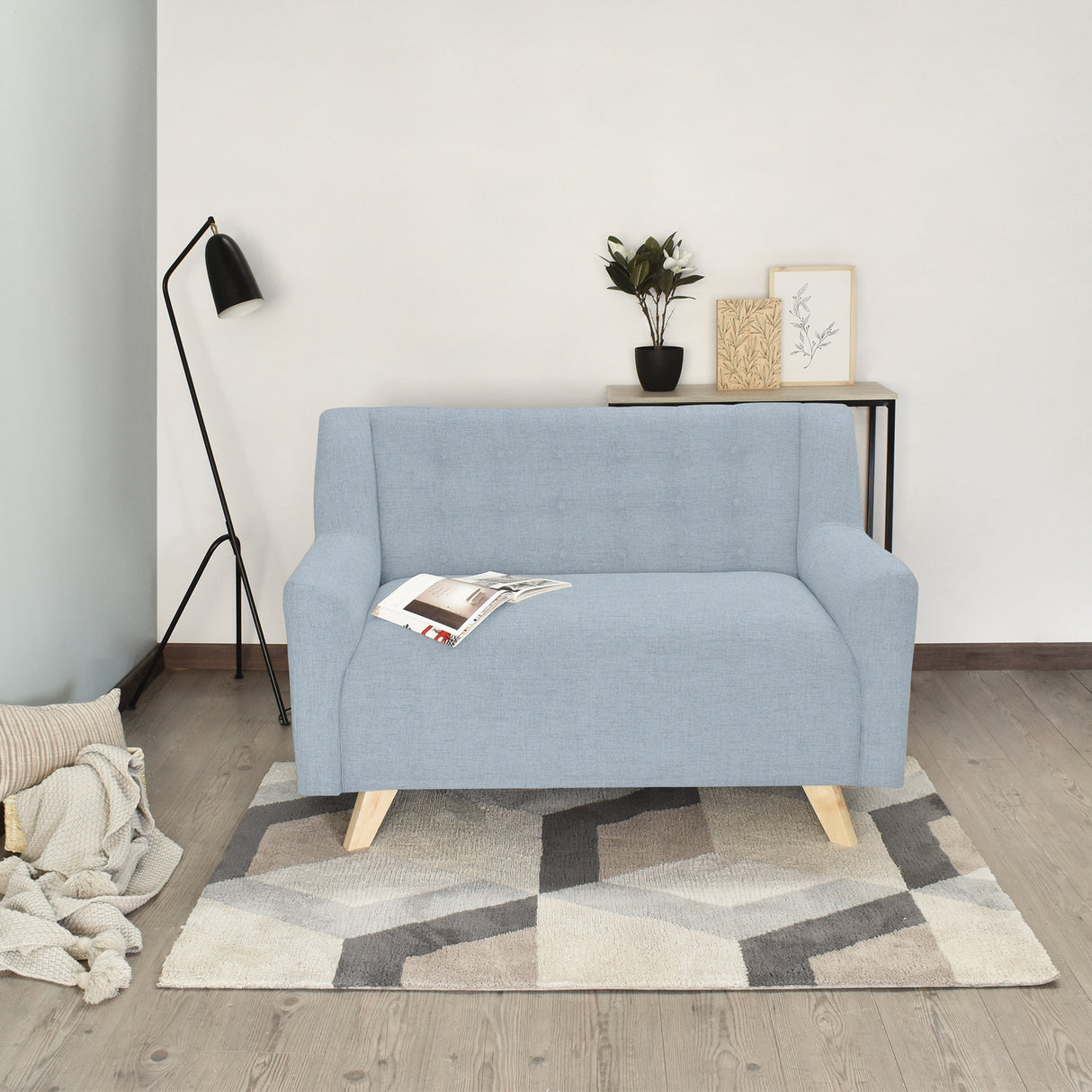 Sofá Marruecos Plata Eureka y Matiz Natural 140x92cm de Dos Puestos con Apoya Brazos