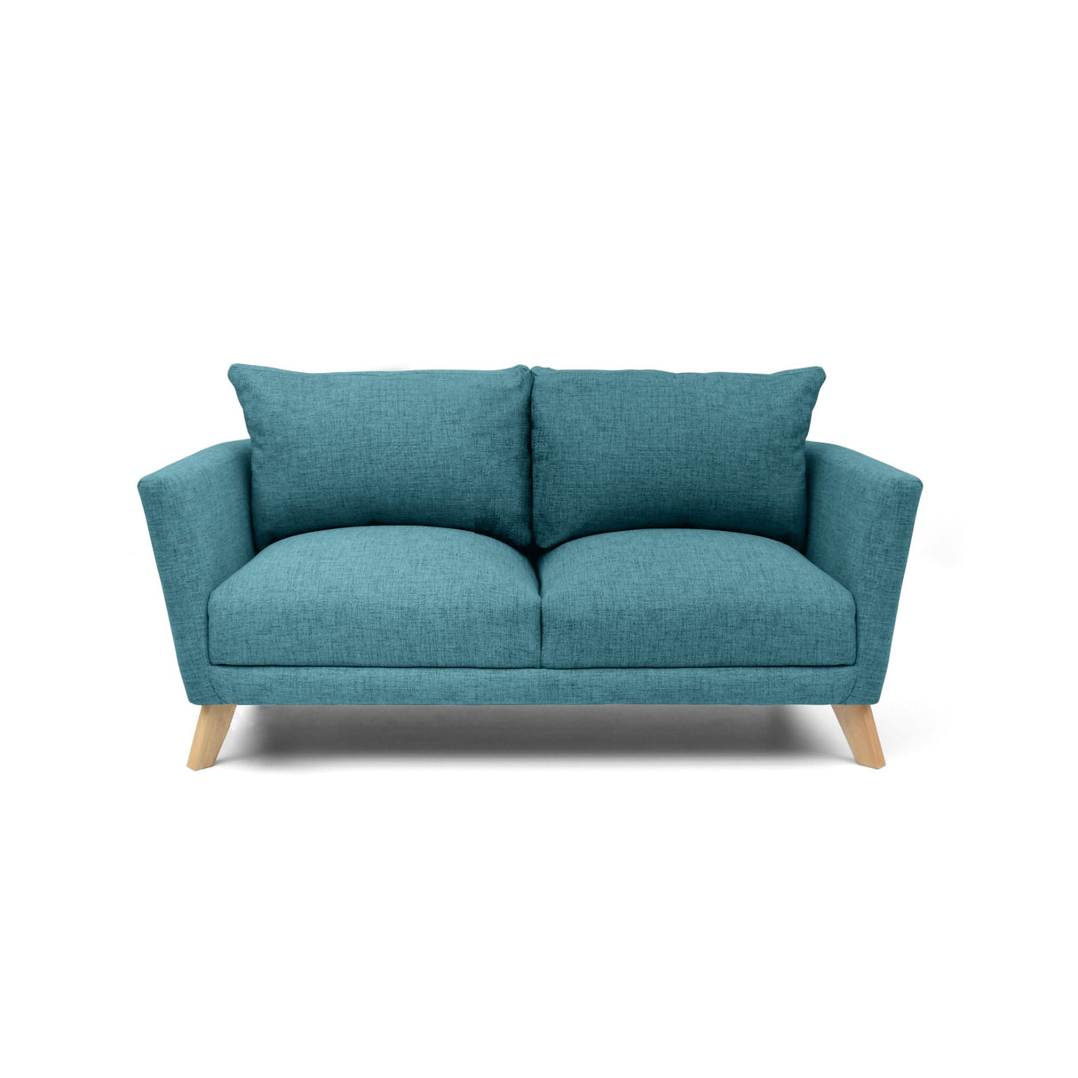 Sofá Montecarlo Petróleo Eureka y Matiz Natural 170x90cm de Tres Puestos con Apoya Brazos