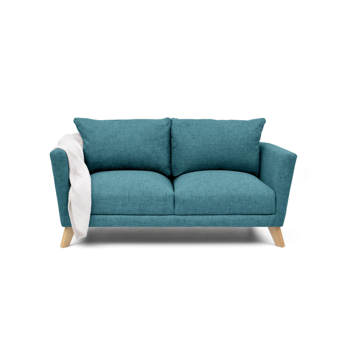 Sofá Montecarlo Petróleo Eureka y Matiz Natural 170x90cm de Tres Puestos con Apoya Brazos