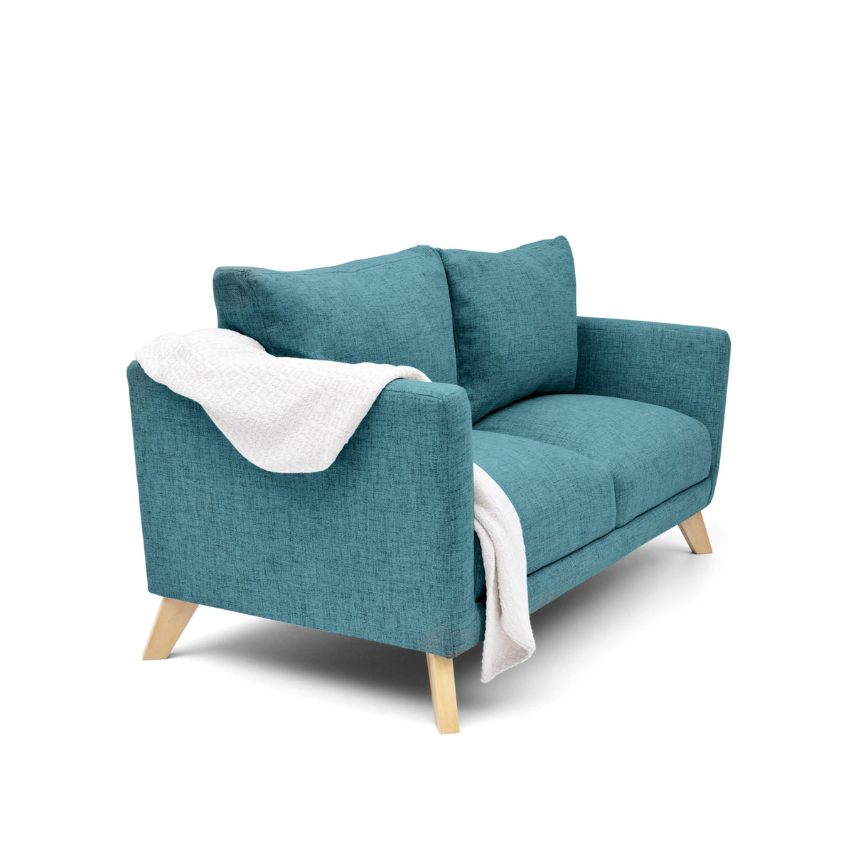 Sofá Montecarlo Petróleo Eureka y Matiz Natural 170x90cm de Tres Puestos con Apoya Brazos