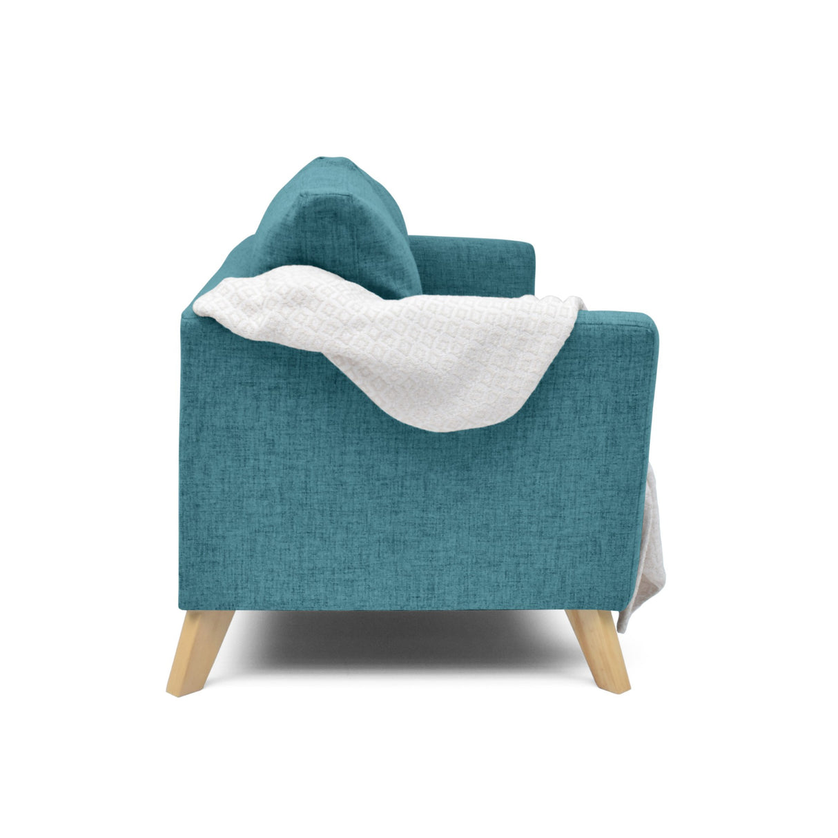 Sofá Montecarlo Petróleo Eureka y Matiz Natural 170x90cm de Tres Puestos con Apoya Brazos