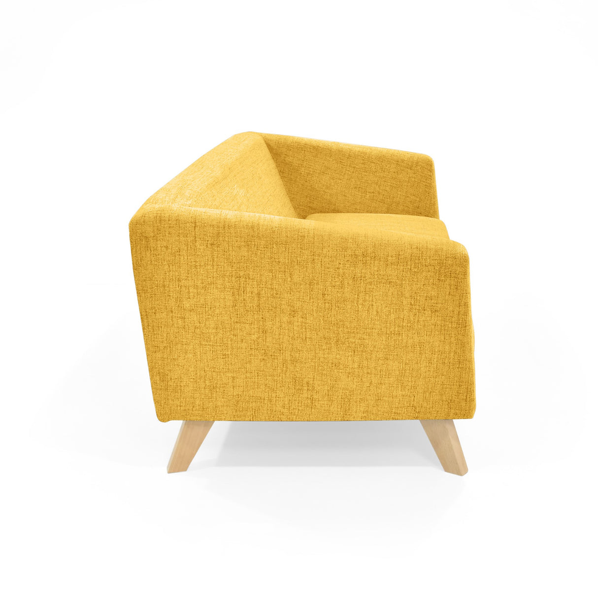 Sofá Montreal Mostaza Dicosta y Matiz Natural 170x68cm de Tres Puestos sin Apoya Brazos