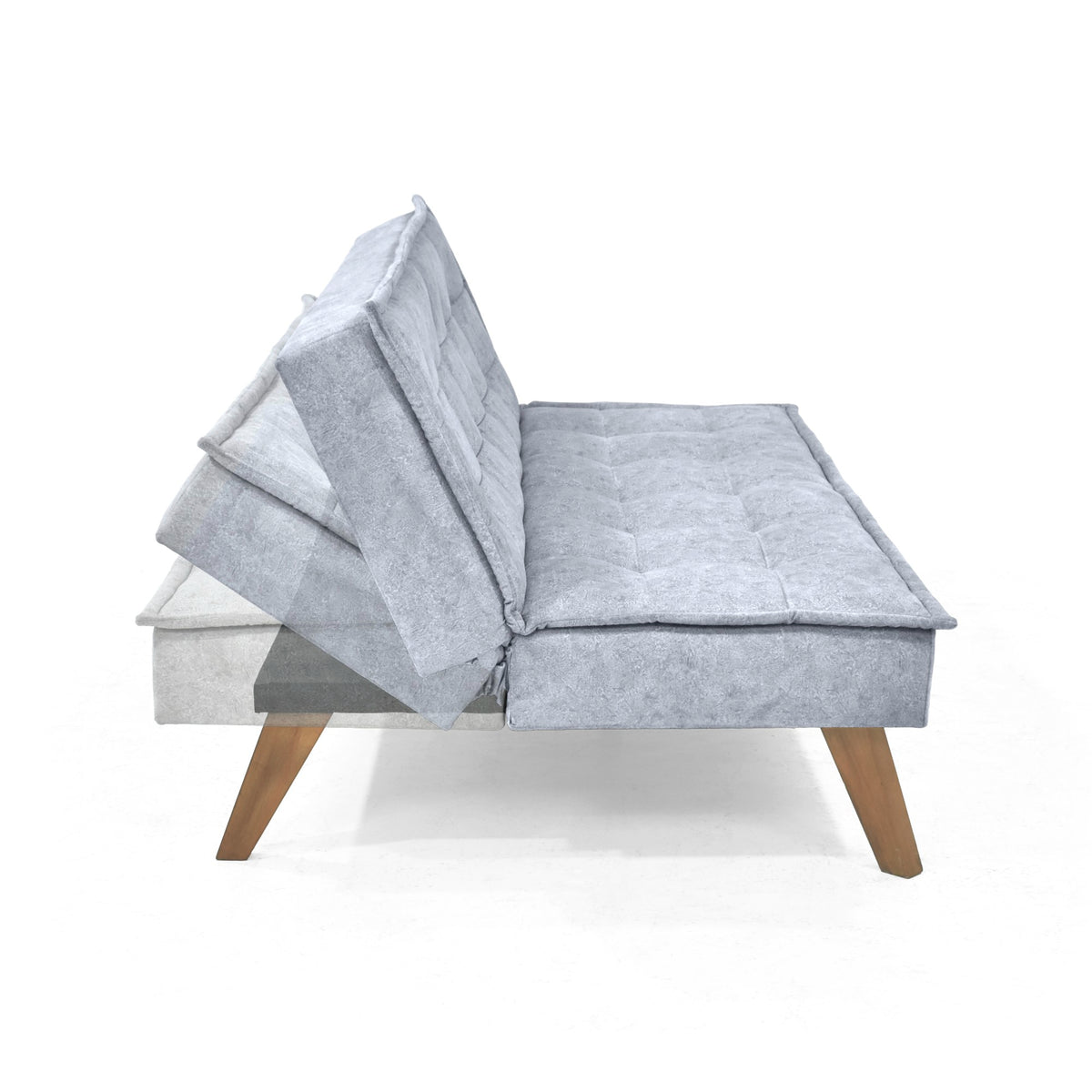 Sofá Cama Morrison Plata Sky y Matiz Caoba 174x80cm de Tres Puestos Reclinable sin Apoya Brazos