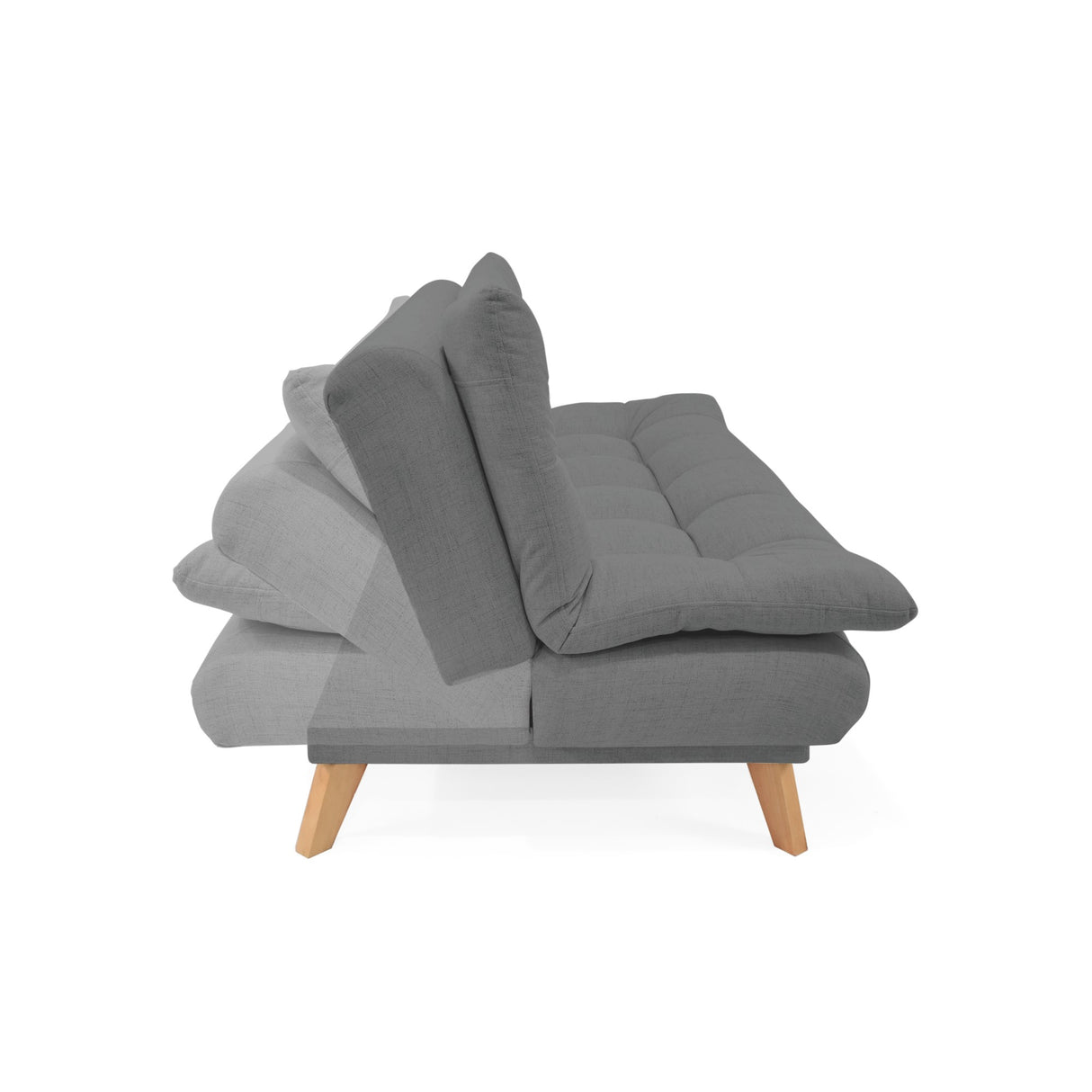 Sofá Cama Munich Gris Dicosta y Matiz Natural 180x85cm de Tres Puestos Reclinable sin Apoya Brazos