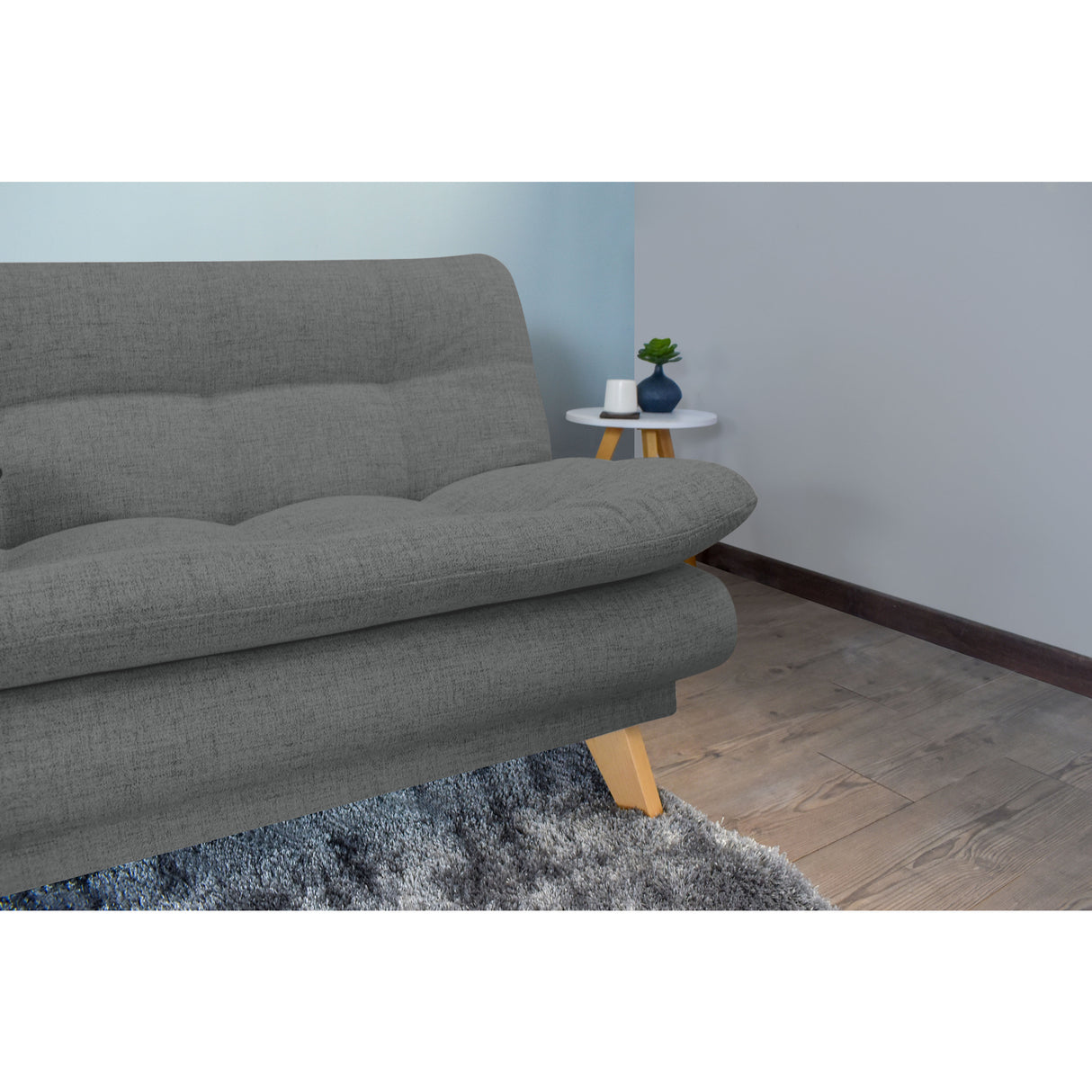 Sofá Cama Munich Gris Dicosta y Matiz Natural 180x85cm de Tres Puestos Reclinable sin Apoya Brazos