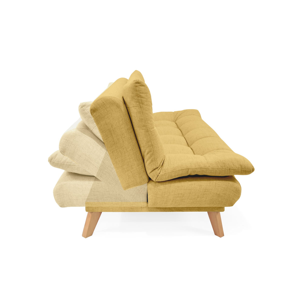 Sofá Cama Munich Mostaza Dicosta y Matiz Natural 180x85cm de Tres Puestos Reclinable sin Apoya Brazos