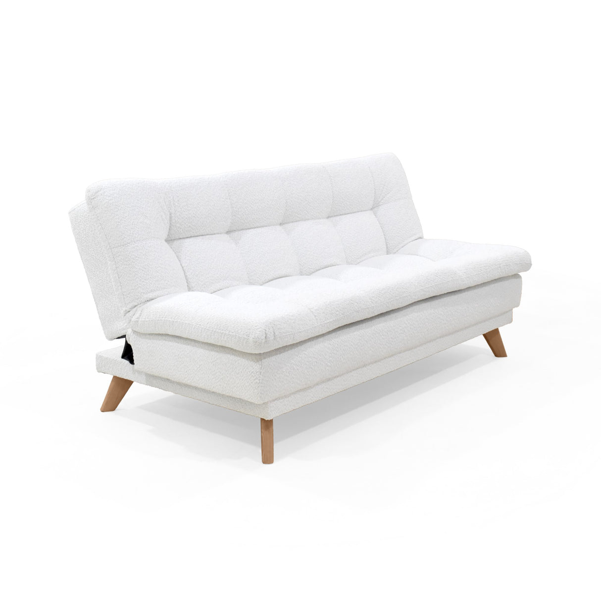 Sofá Cama Munich Blanco Shaggy y Matiz Natural 180x85cm de Tres Puestos Reclinable sin Apoya Brazos