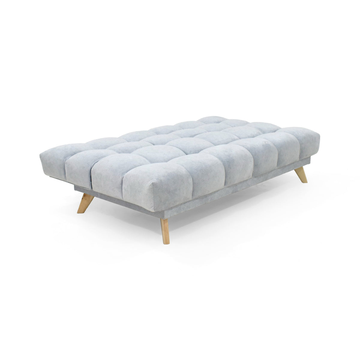 Sofá Cama Nubo Plata Sky y Matiz Natural 178x82cm de Tres Puestos Reclinable sin Apoya Brazos