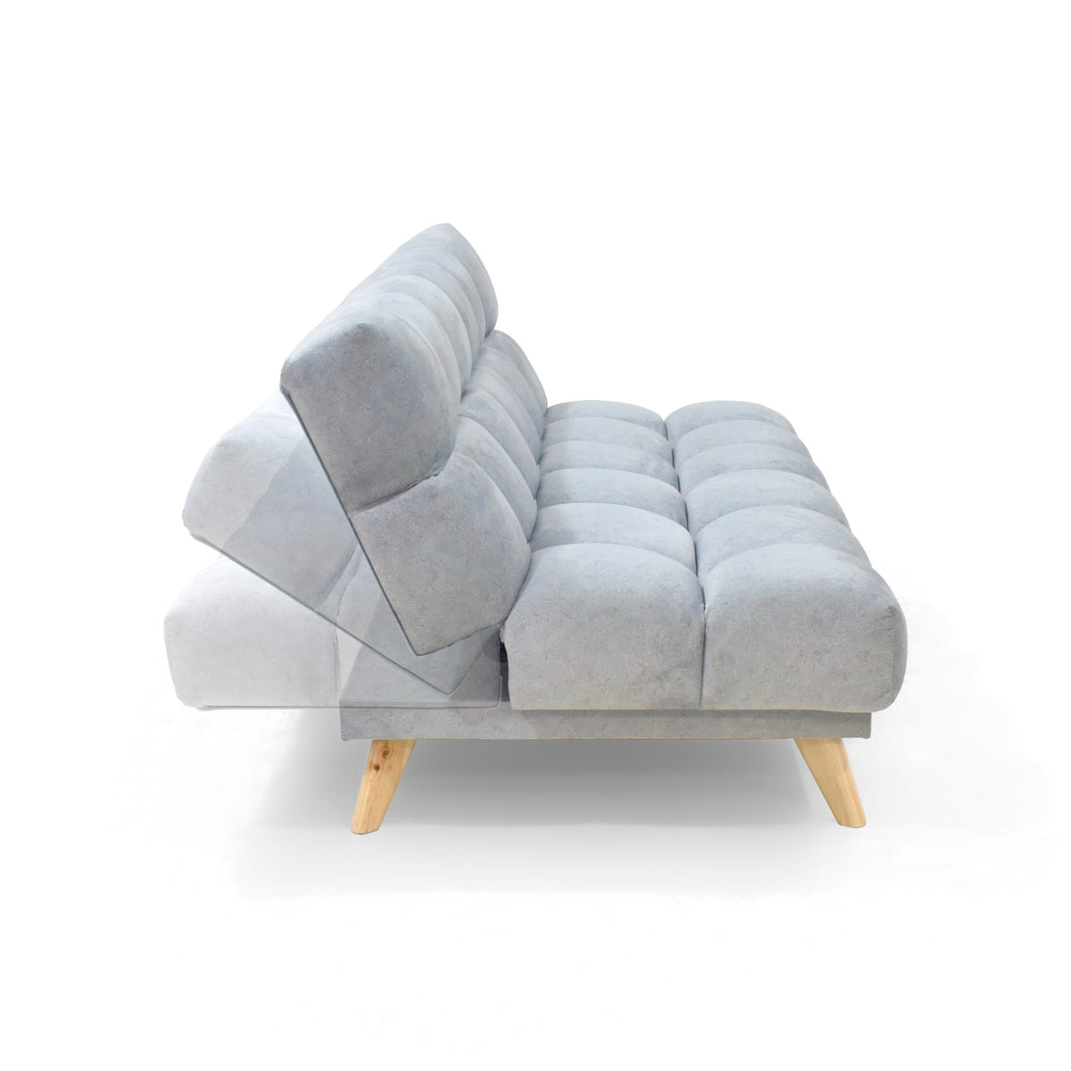 Sofá Cama Nubo Plata Sky y Matiz Natural 178x82cm de Tres Puestos Reclinable sin Apoya Brazos