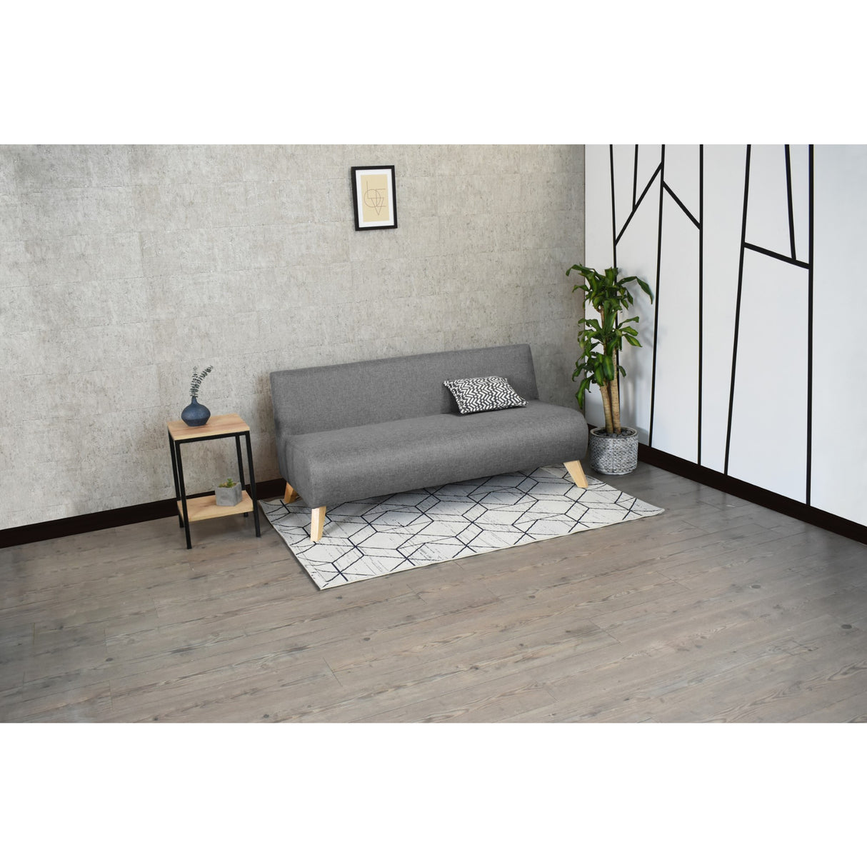 Sofá Oslo Gris Duster y Matiz Natural 150x70cm de Tres Puestos sin Apoya Brazos