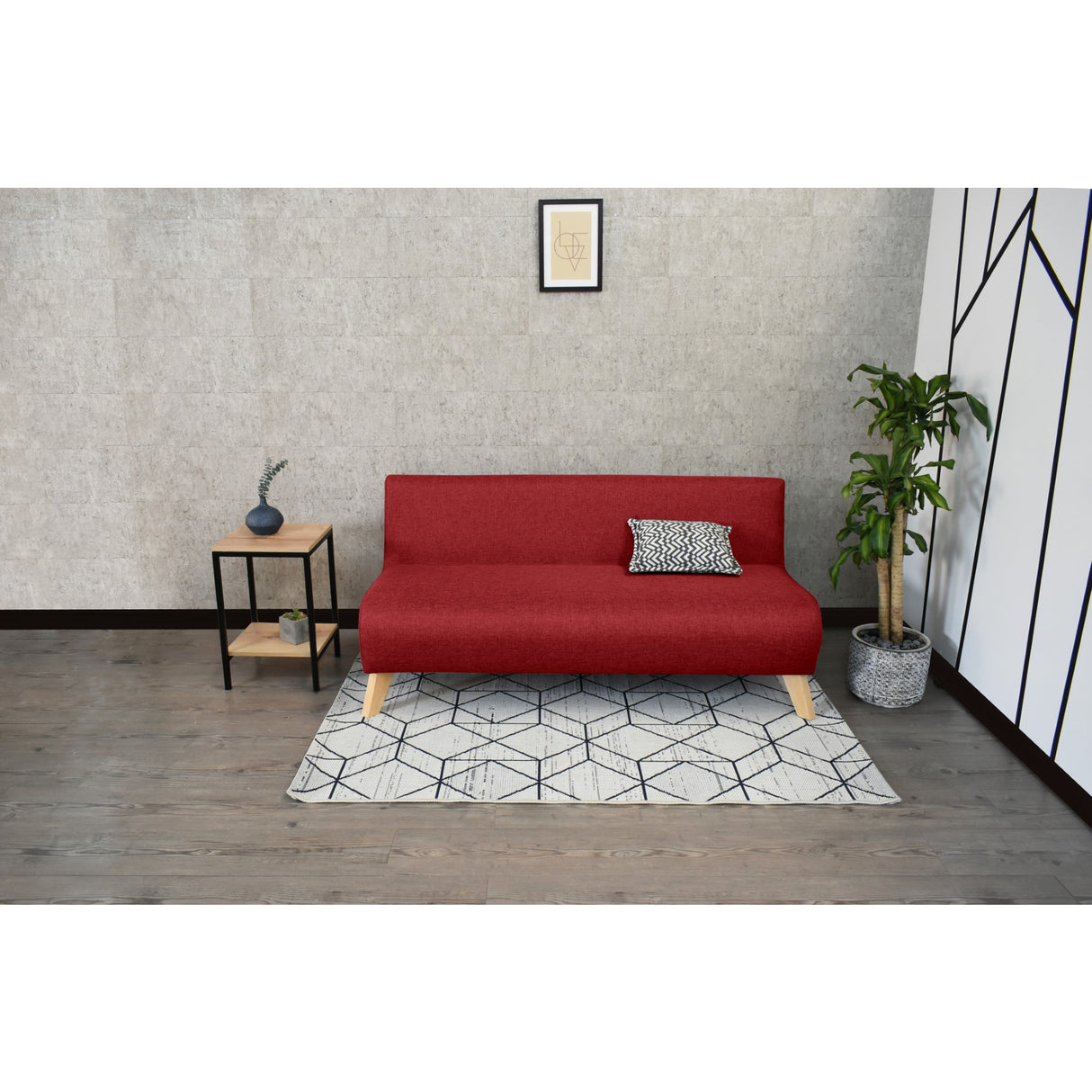 Sofá Oslo Rojo Duster y Matiz Natural 150x70cm de Tres Puestos sin Apoya Brazos