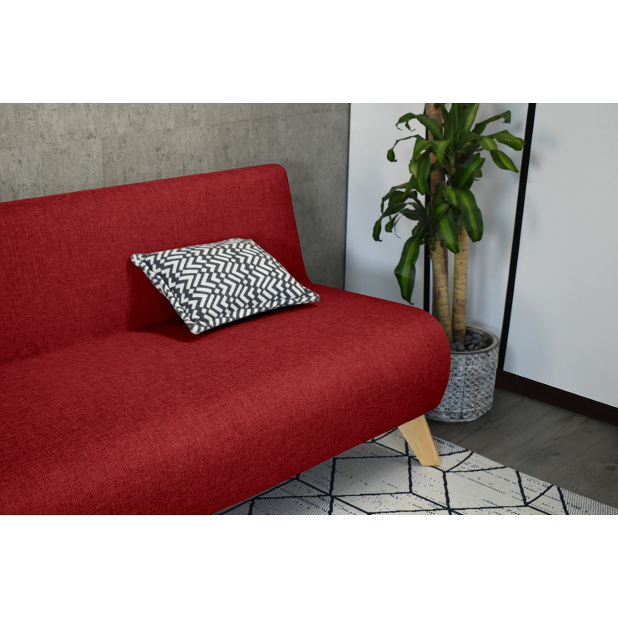 Sofá Oslo Rojo Duster y Matiz Natural 150x70cm de Tres Puestos sin Apoya Brazos