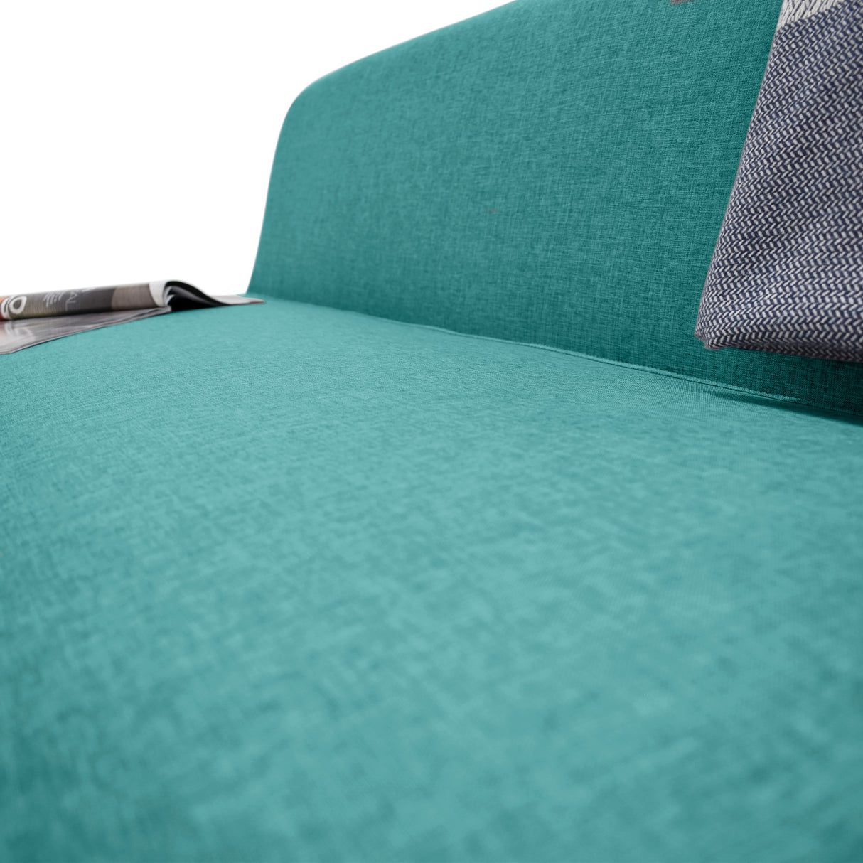 Sofá Oslo Turquesa Duster y Matiz Natural 150x70cm de Tres Puestos sin Apoya Brazos