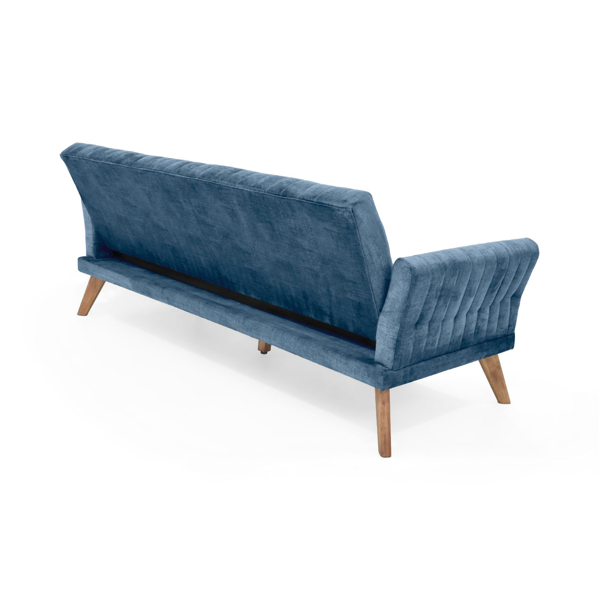 Sofá Cama Pensilvania Azul Sky y Matiz Caoba 205x87cm de Tres Puestos Reclinable con Apoya Brazos