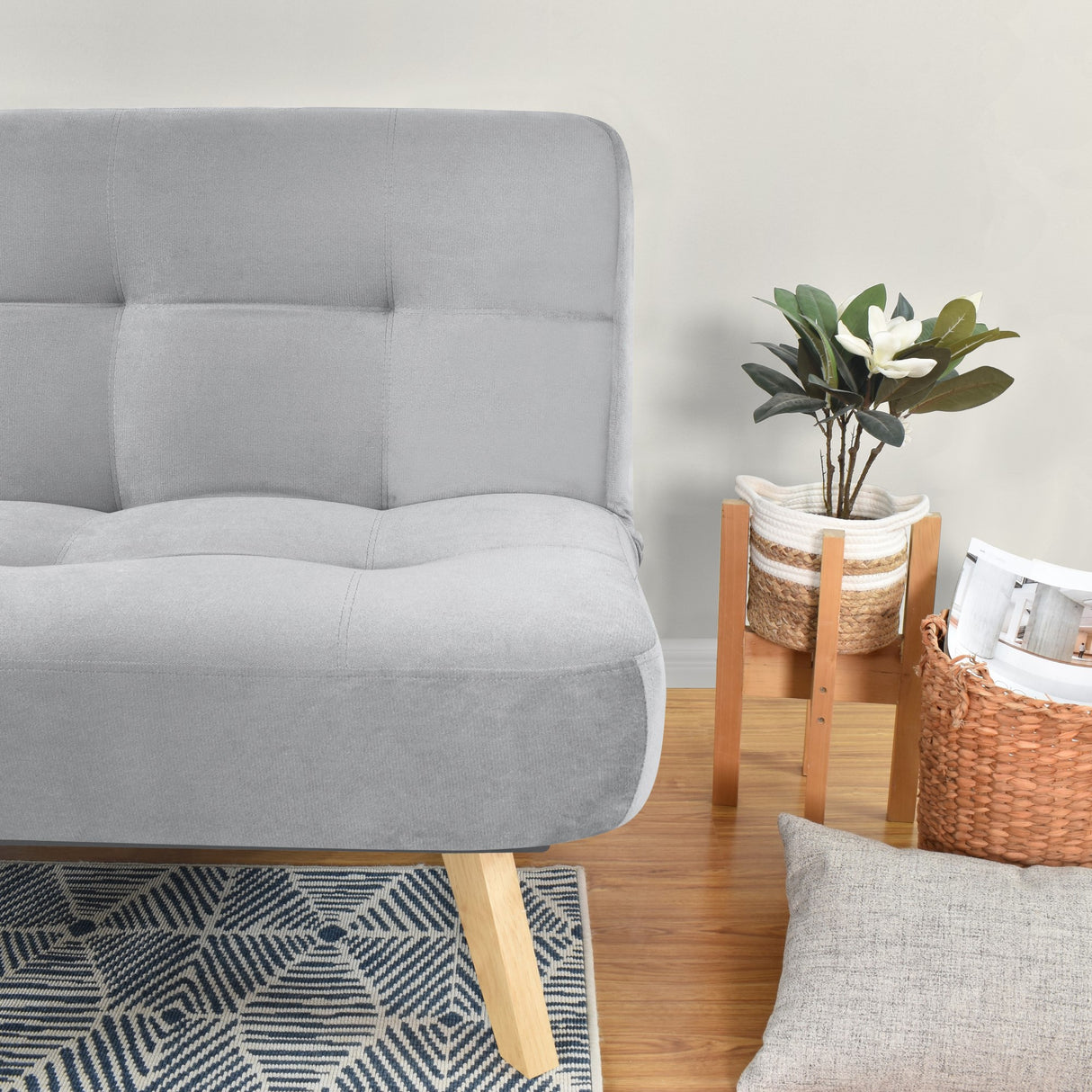 Sofá Cama Porto Plata Denver y Matiz Natural 182x85cm de Tres Puestos Reclinable sin Apoya Brazos