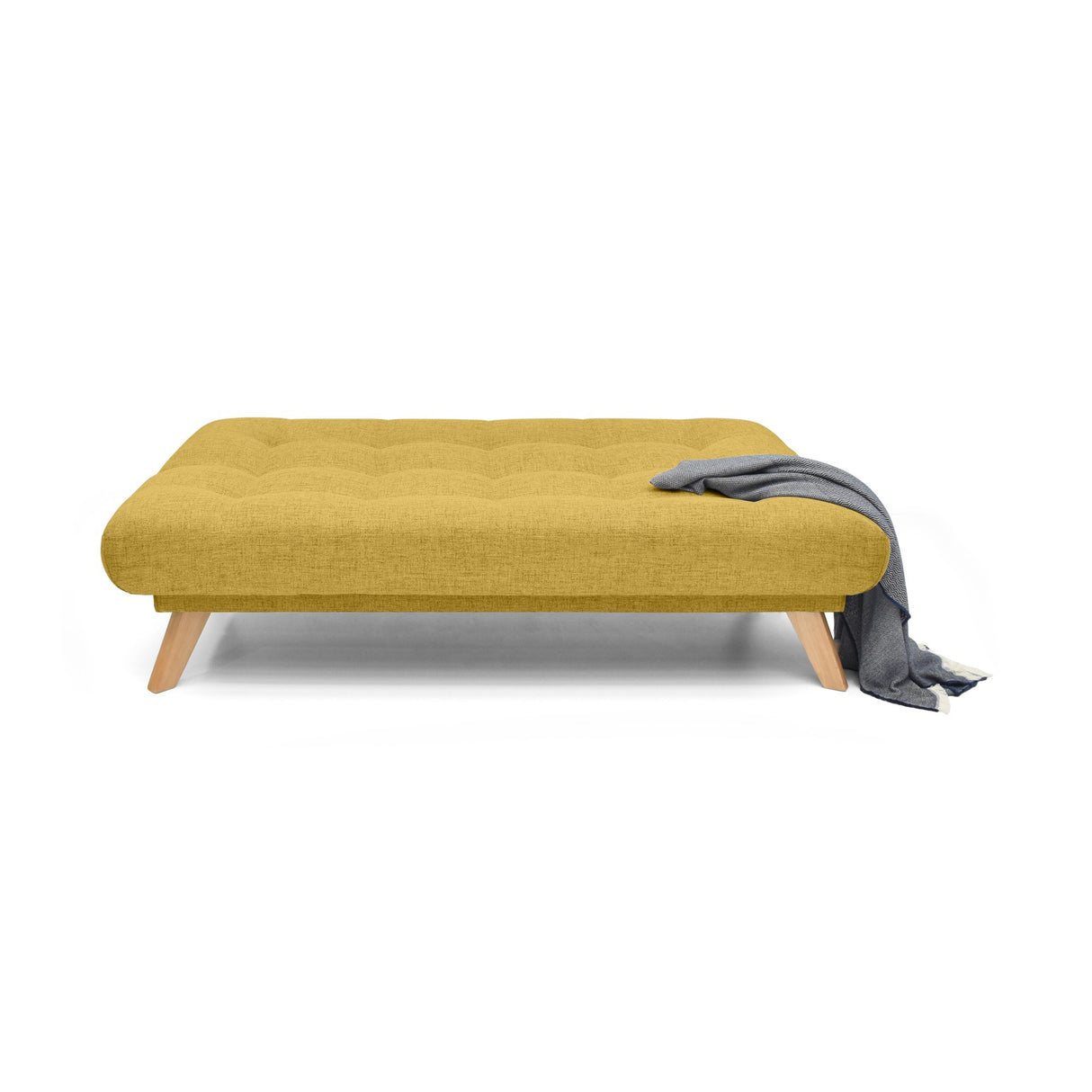 Sofá Cama Porto Mostaza Dicosta y Matiz Natural 182x85cm de Tres Puestos Reclinable sin Apoya Brazos