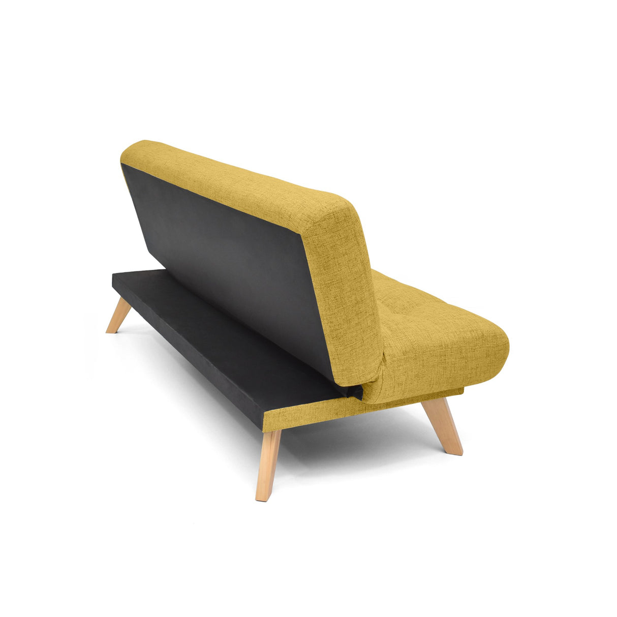 Sofá Cama Porto Mostaza Dicosta y Matiz Natural 182x85cm de Tres Puestos Reclinable sin Apoya Brazos