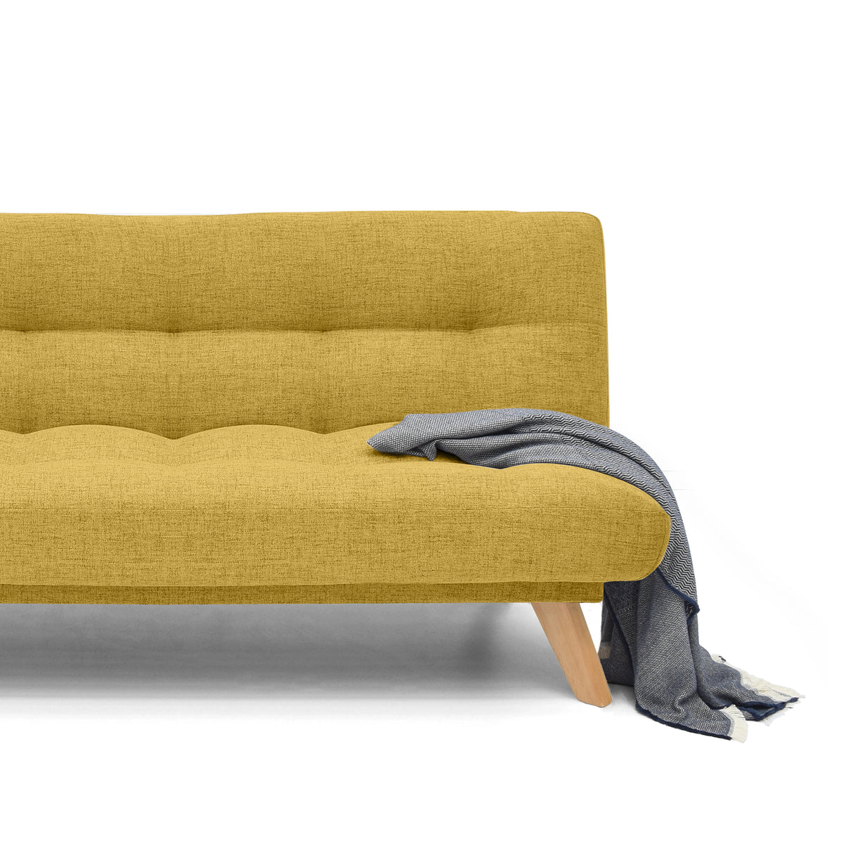 Sofá Cama Porto Mostaza Dicosta y Matiz Natural 182x85cm de Tres Puestos Reclinable sin Apoya Brazos