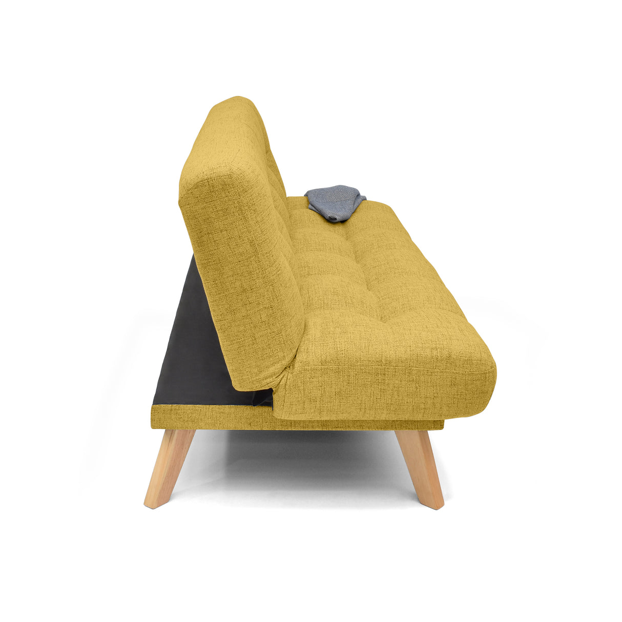 Sofá Cama Porto Mostaza Dicosta y Matiz Natural 182x85cm de Tres Puestos Reclinable sin Apoya Brazos