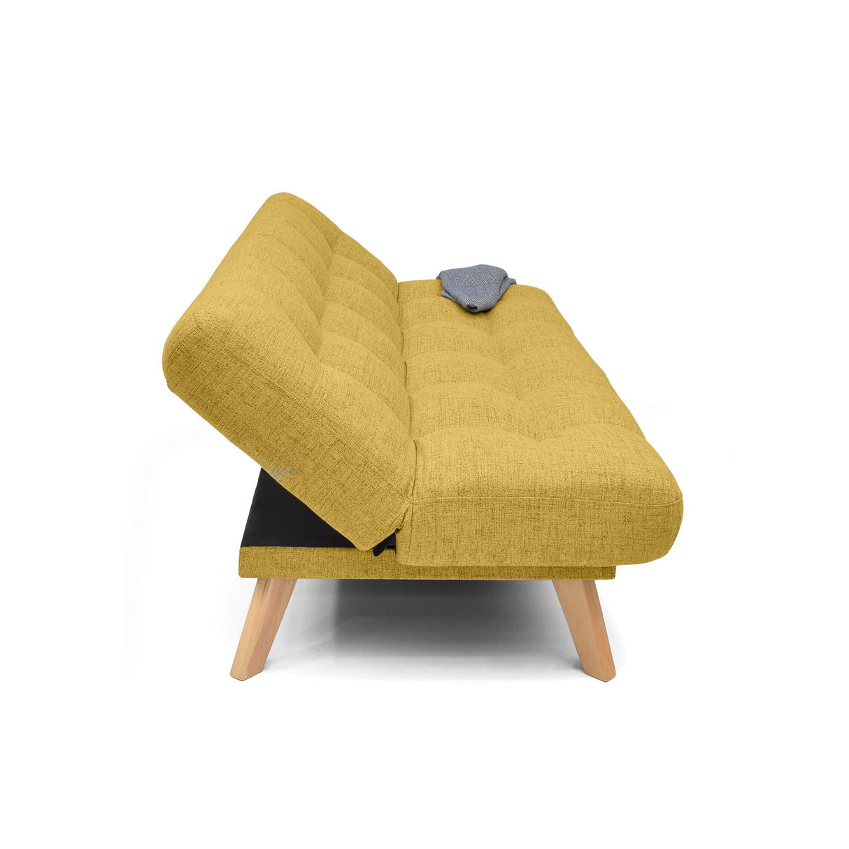Sofá Cama Porto Mostaza Dicosta y Matiz Natural 182x85cm de Tres Puestos Reclinable sin Apoya Brazos