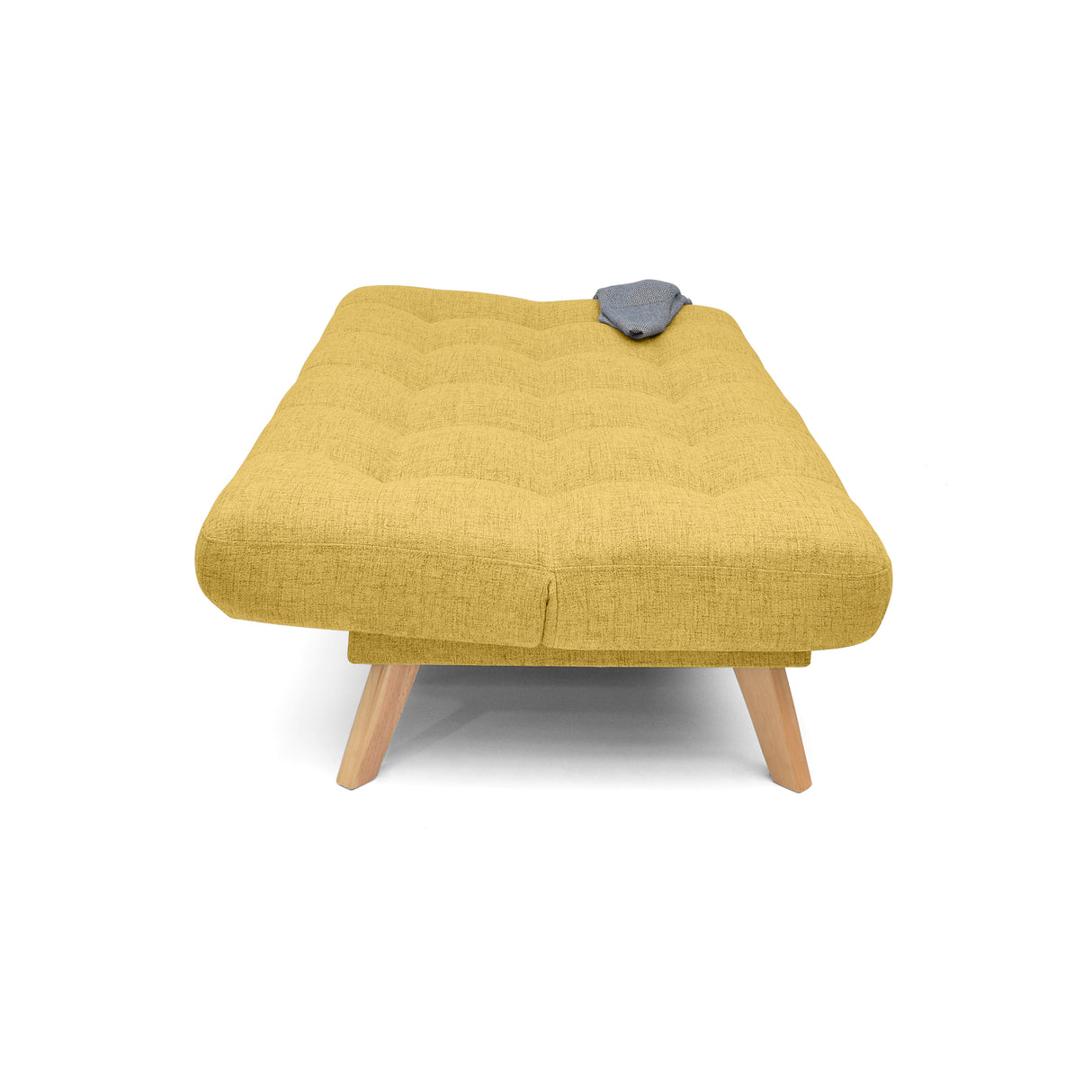 Sofá Cama Porto Mostaza Dicosta y Matiz Natural 182x85cm de Tres Puestos Reclinable sin Apoya Brazos