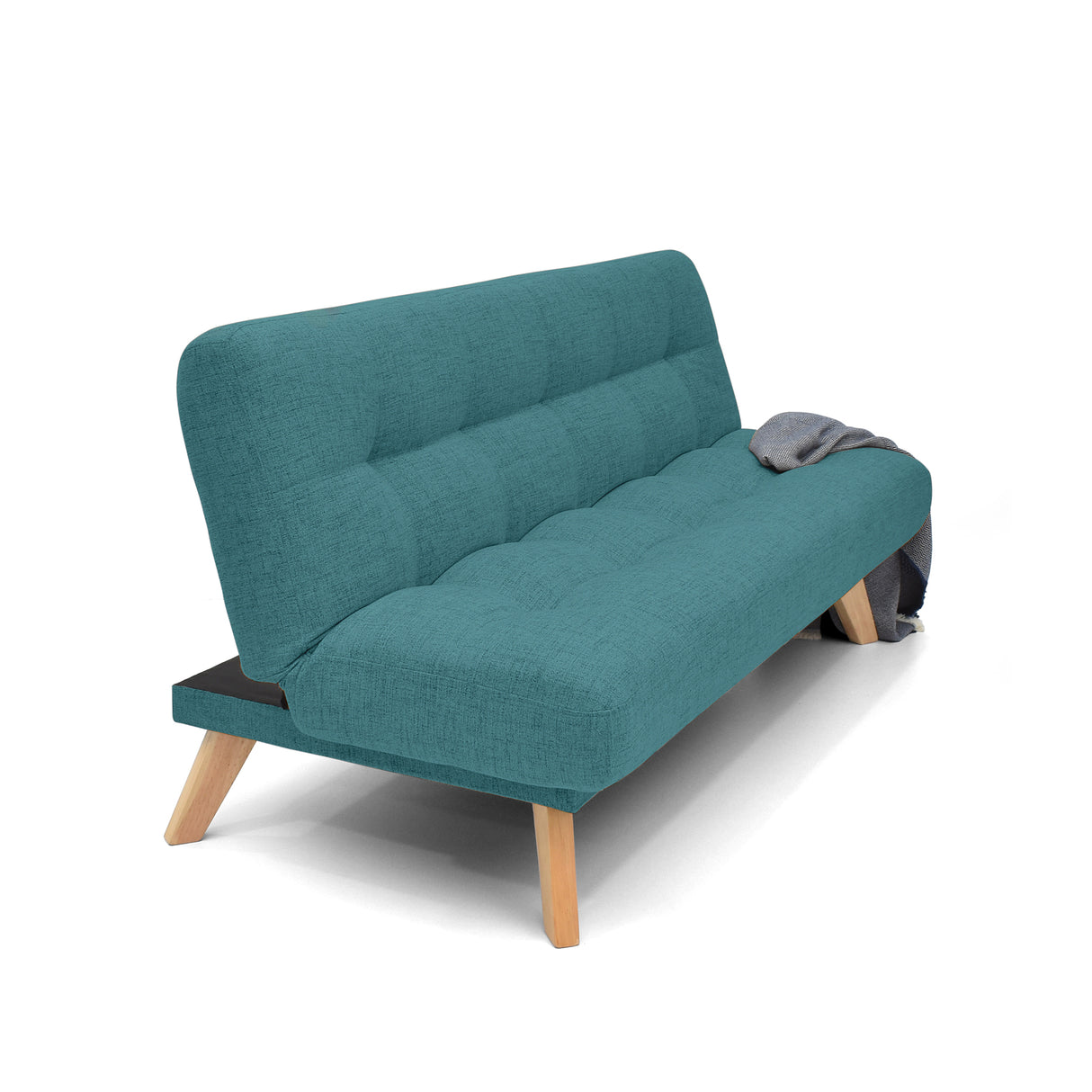 Sofá Cama Porto Petróleo Eureka y Matiz Natural 182x85cm de Tres Puestos Reclinable sin Apoya Brazos