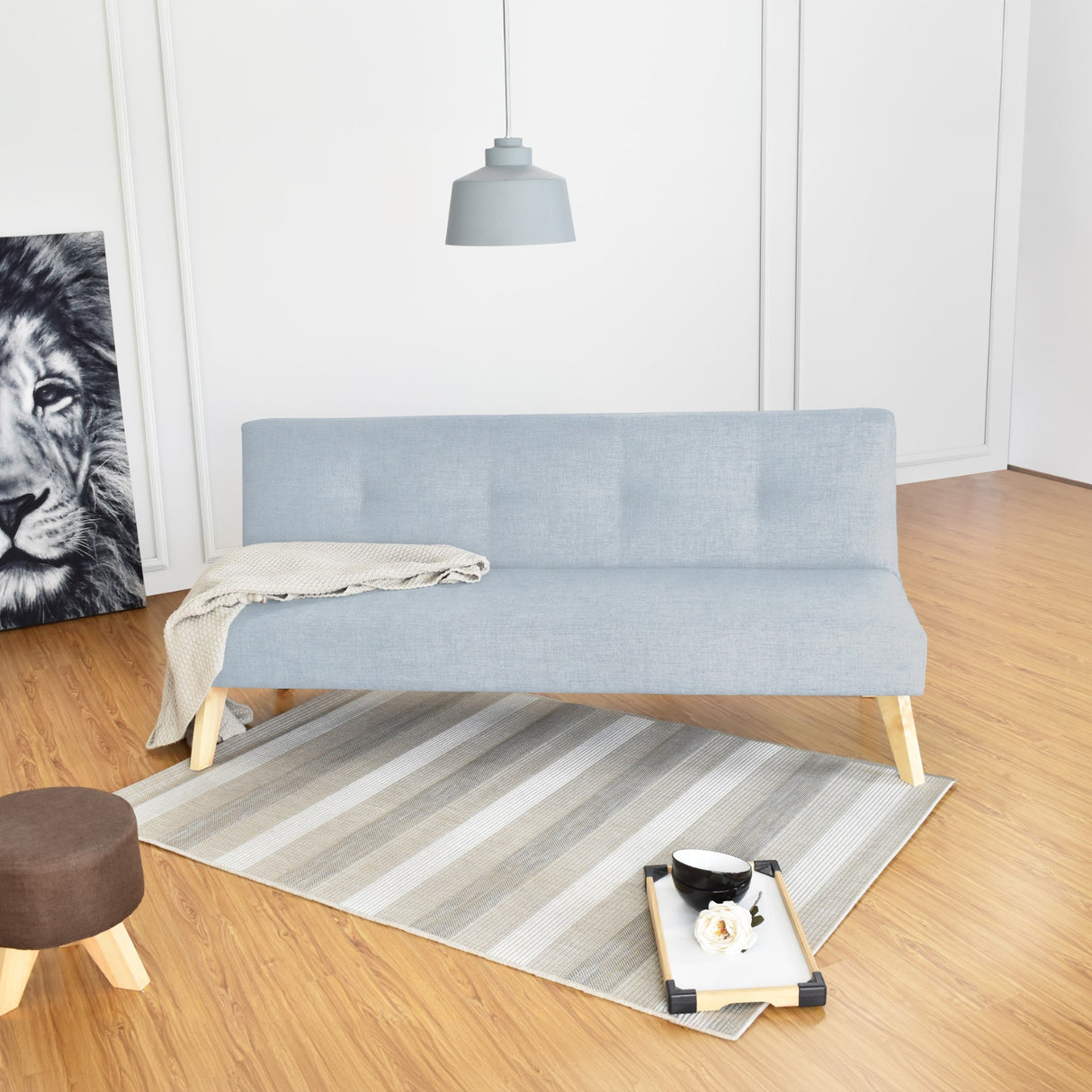 Sofá Cama Porto Plata Eureka y Matiz Natural 182x85cm de Tres Puestos Reclinable sin Apoya Brazos